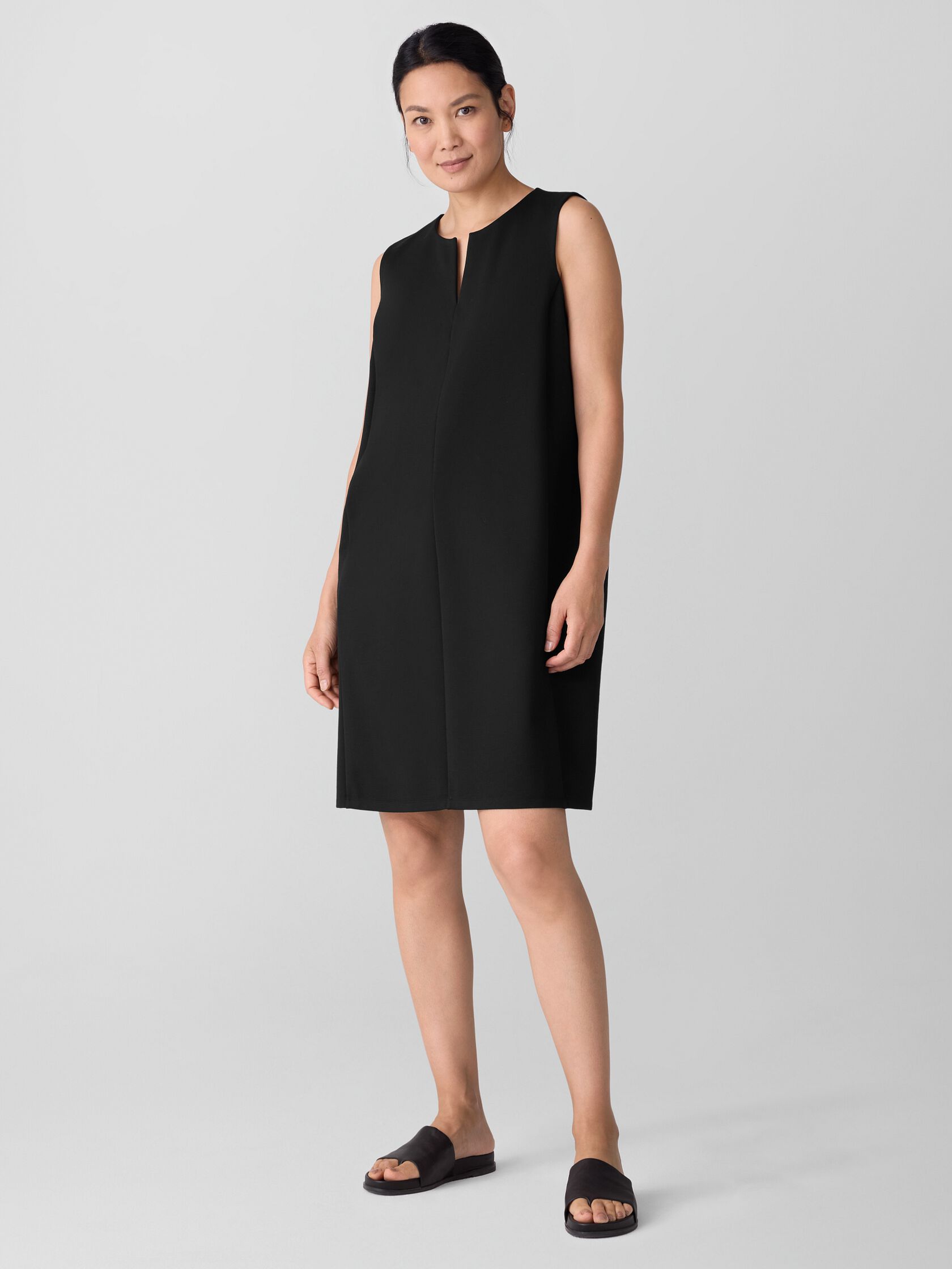 Lightweight Ponte Split Neck Dress