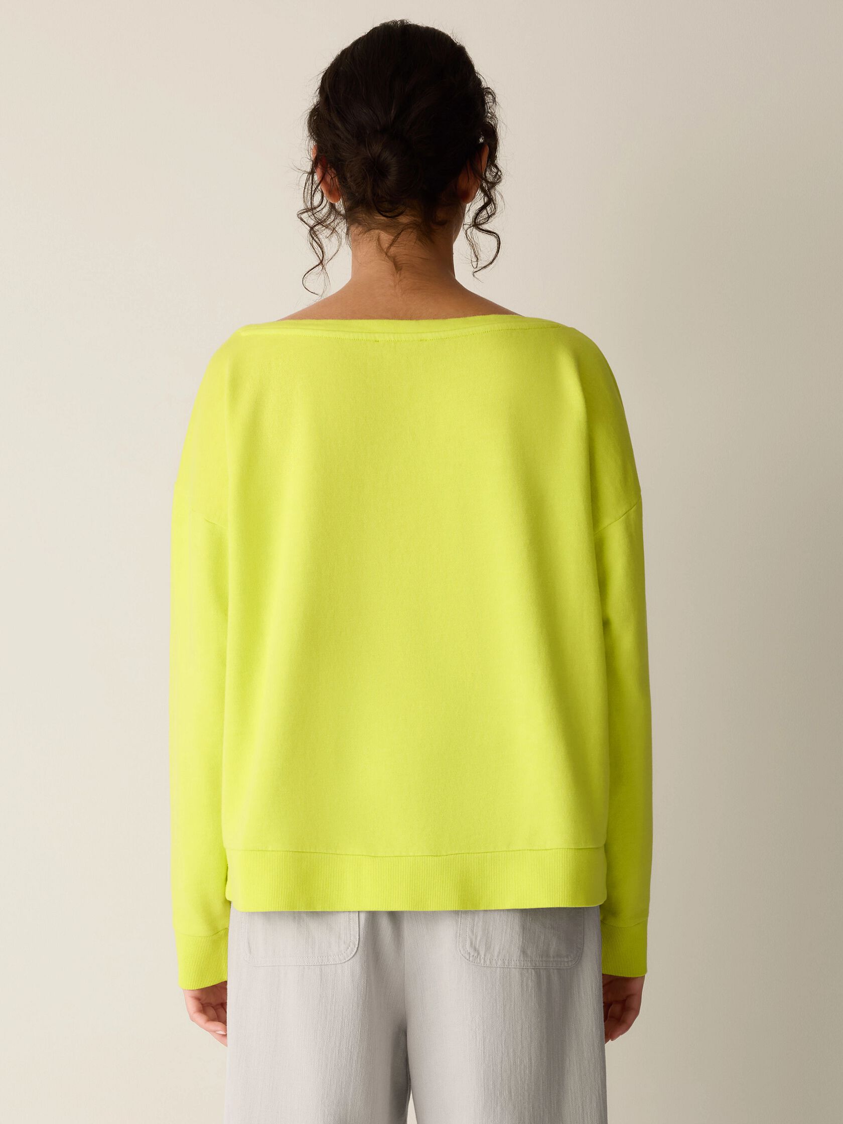 Garment-Dyed Organic Cotton Terry Bateau Neck Top