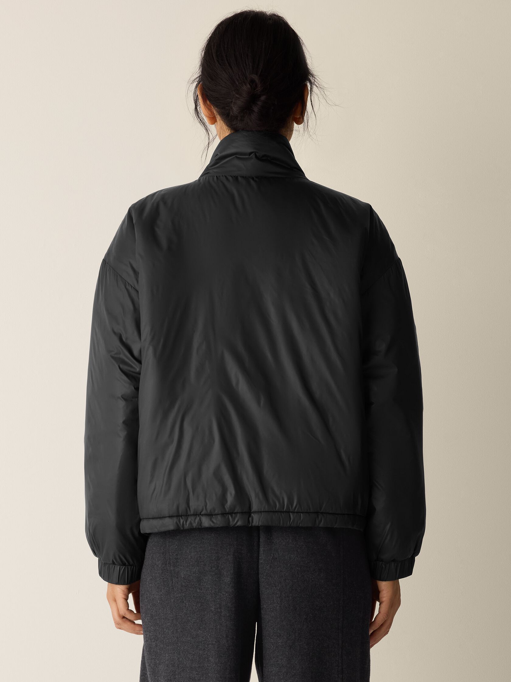 Eggshell Recycled Nylon Stand Collar Jacket