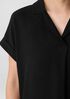 Silk Georgette Crepe Notch Collar Top