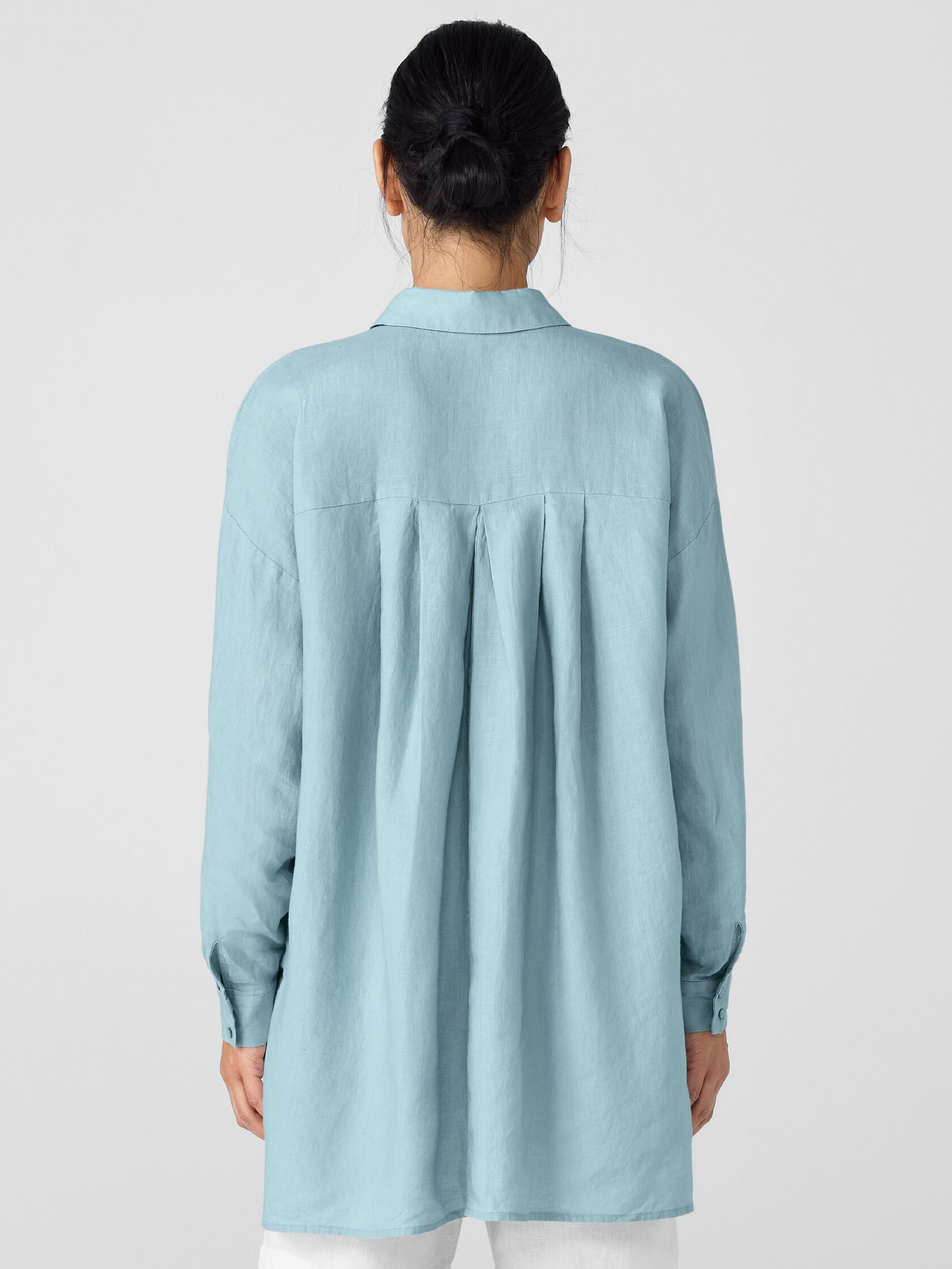 Organic Handkerchief Linen Classic Collar Long Shirt
