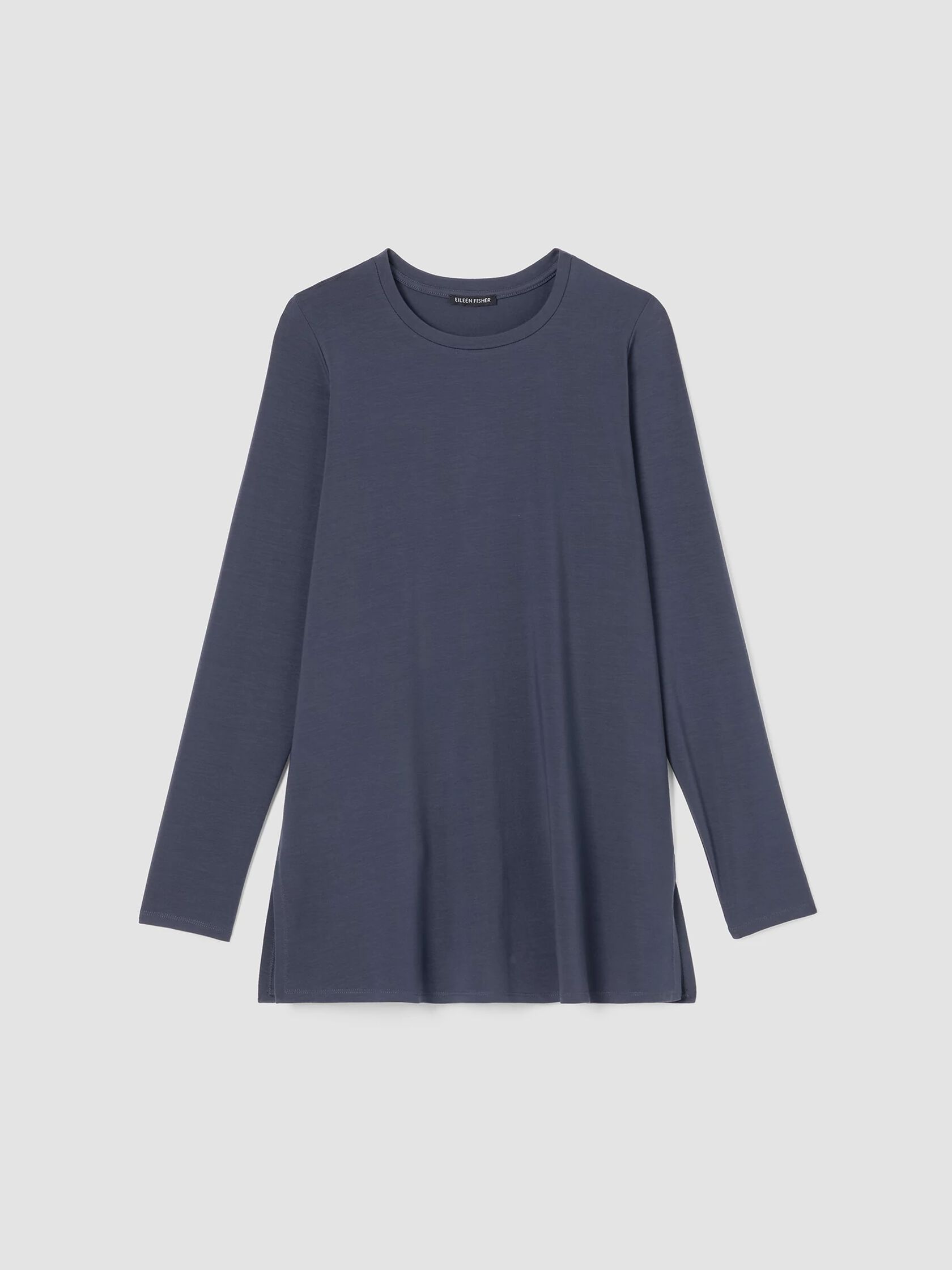 Stretch Jersey Knit Crew Neck Long Top