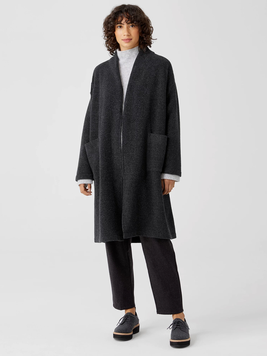 Boucle Wool Knit Long Coat