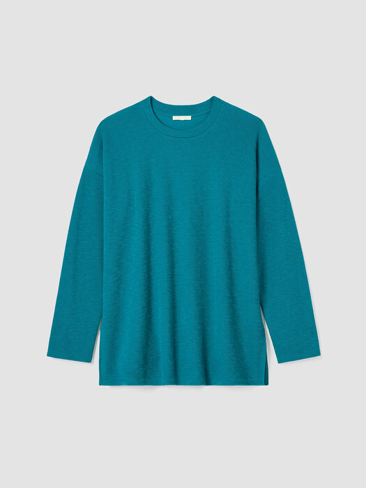 Organic Cotton Slubby Rib Knit Crew Neck Top