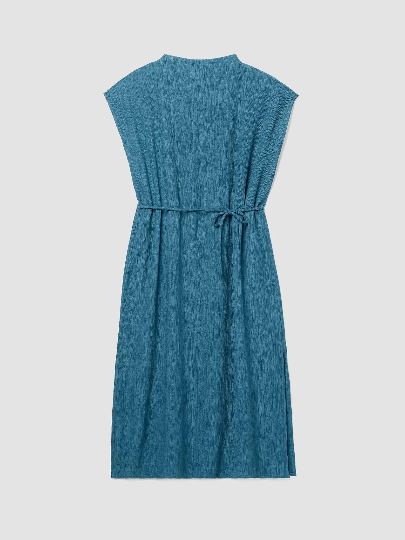 Woven Plissé Funnel Neck Dress