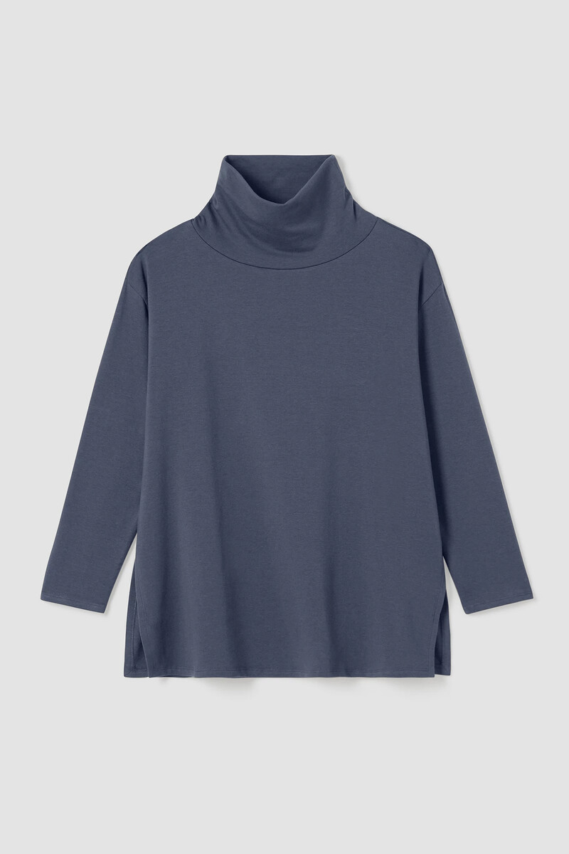 Cozy Brushed Terry Hug Funnel Neck Long Top Cozy Brushed Terry Hug Funnel Neck Long Top