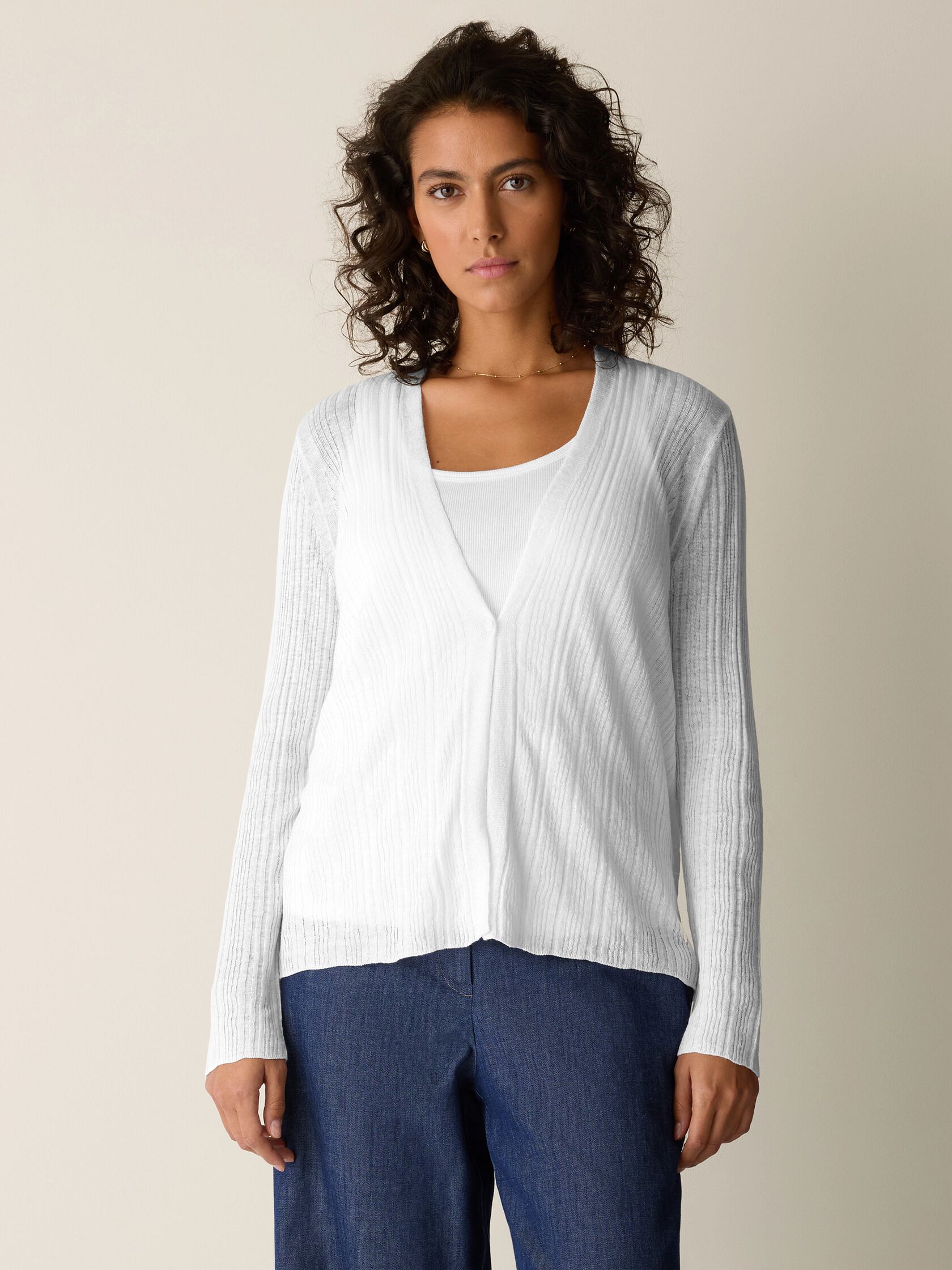 Organic Linen Cotton V-Neck Cardigan