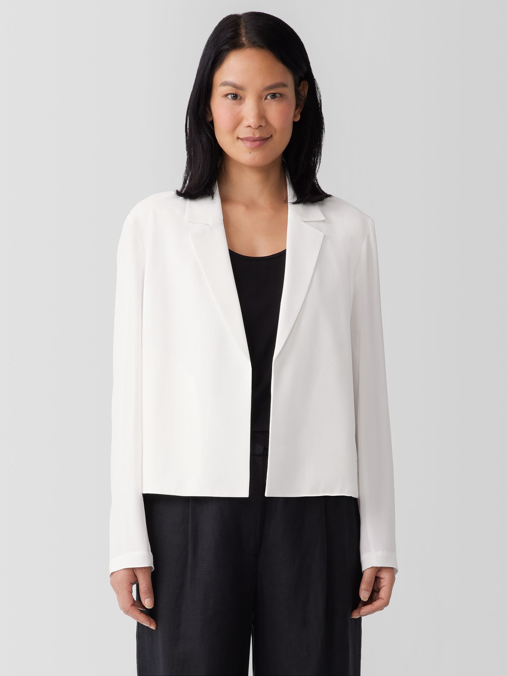 Silk Georgette Crepe Cropped Blazer