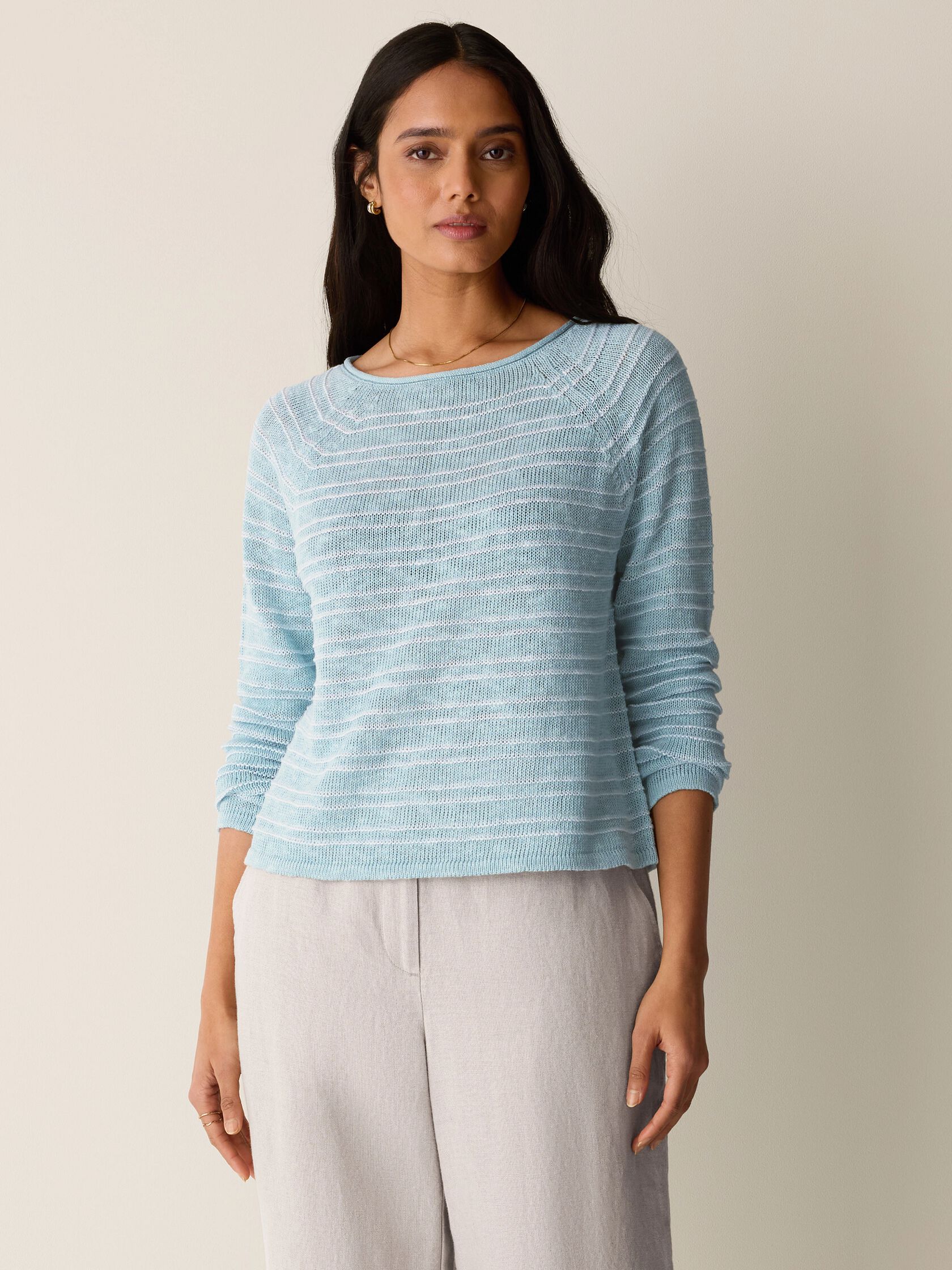 Organic Linen Cotton Slub Bateau Neck Top