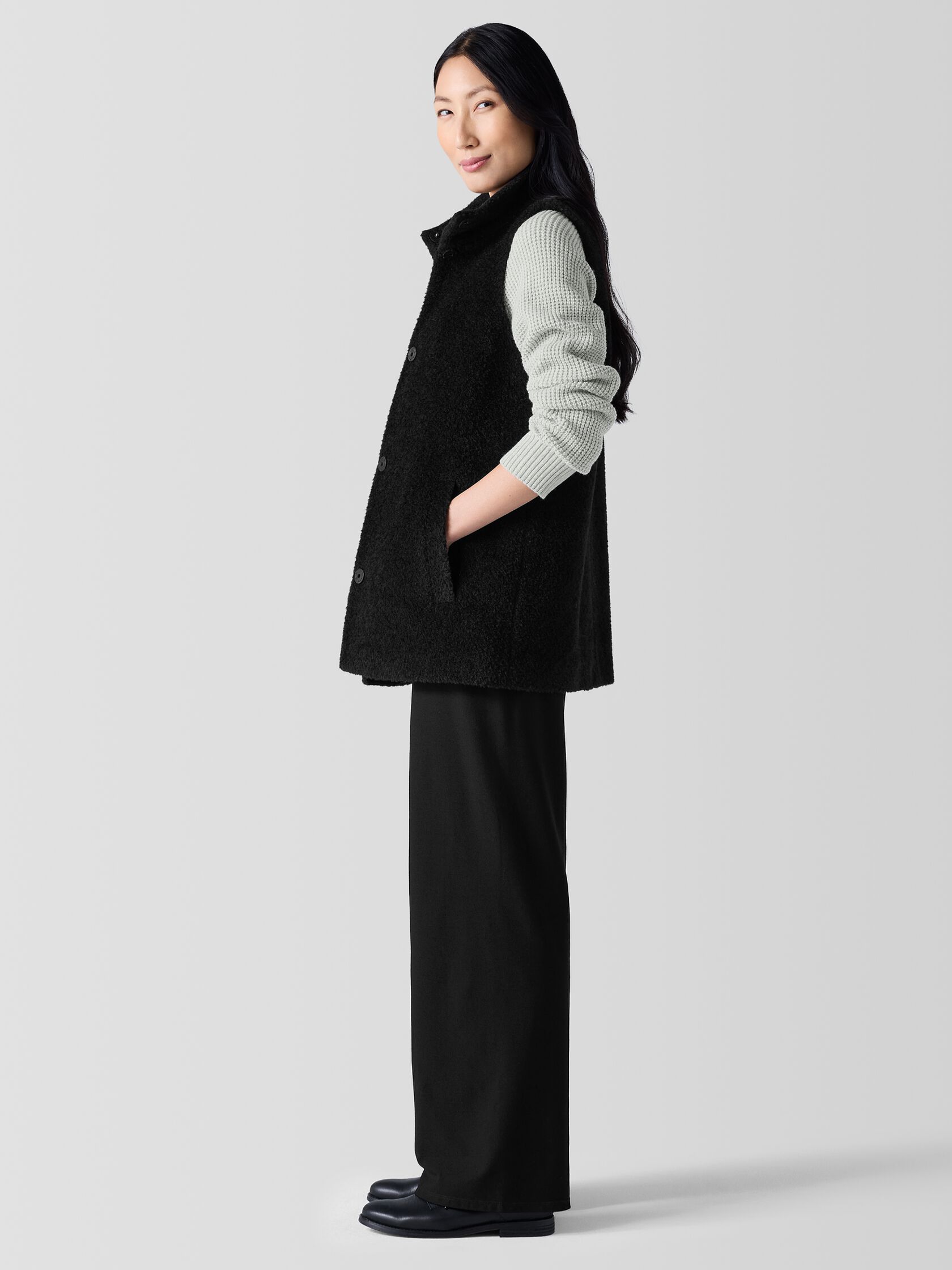 Fine Wool Alpaca Stand Collar Vest