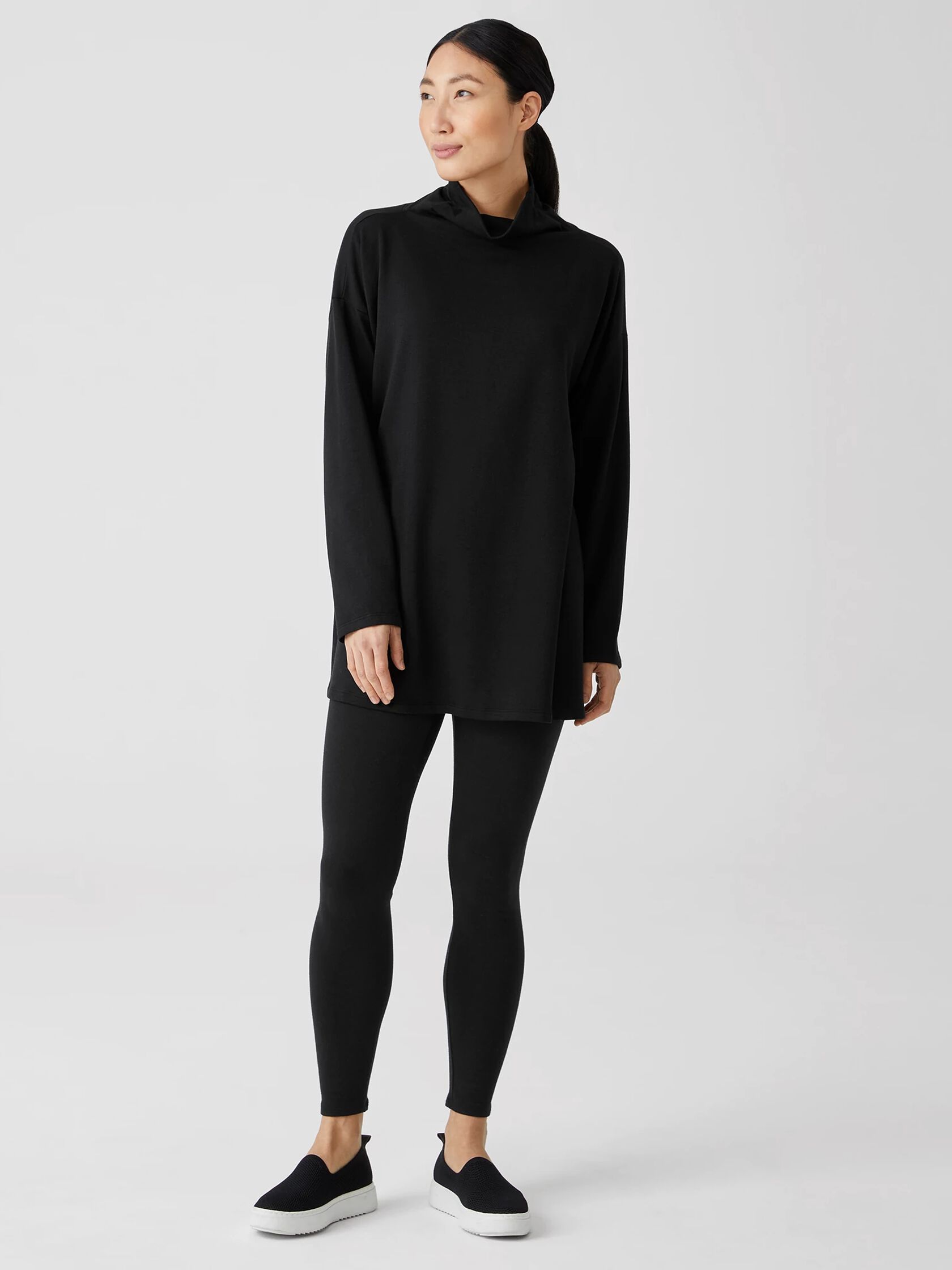 Cozy Brushed Terry Hug Funnel Neck Top