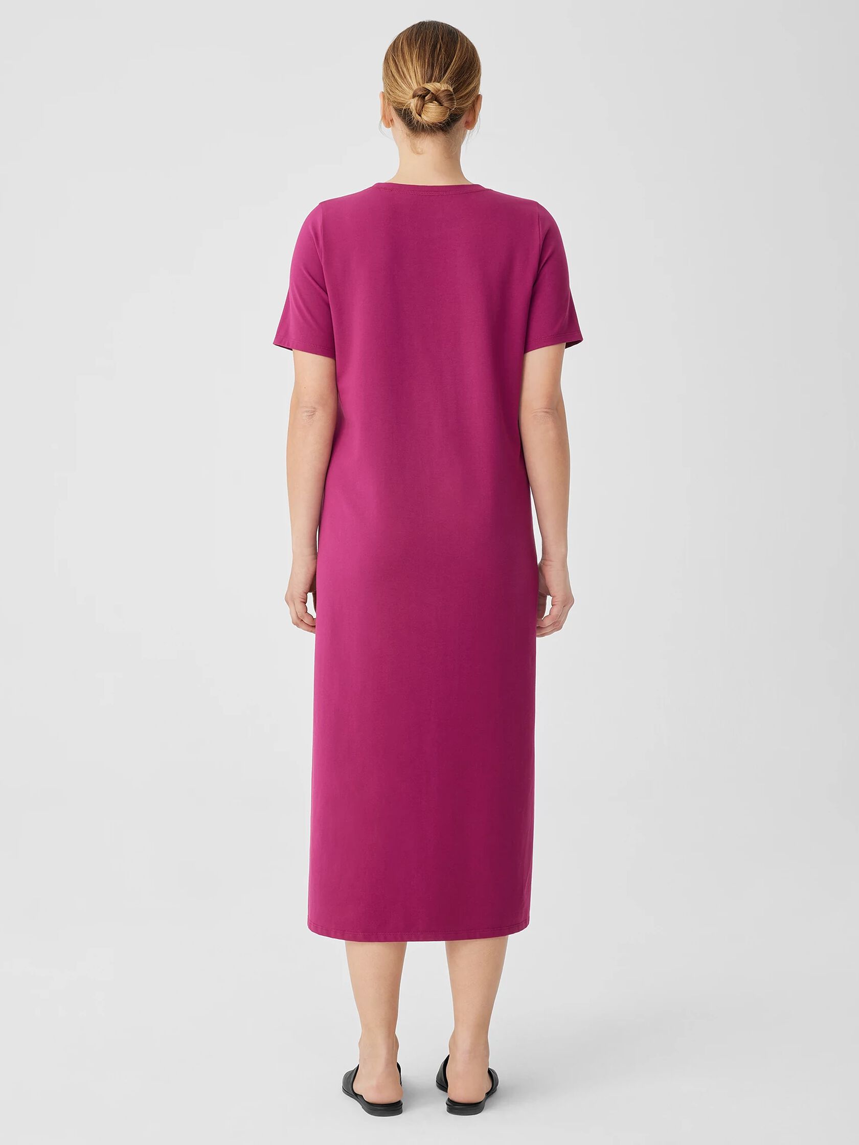 Pima Cotton Stretch Jersey Crew Neck Dress