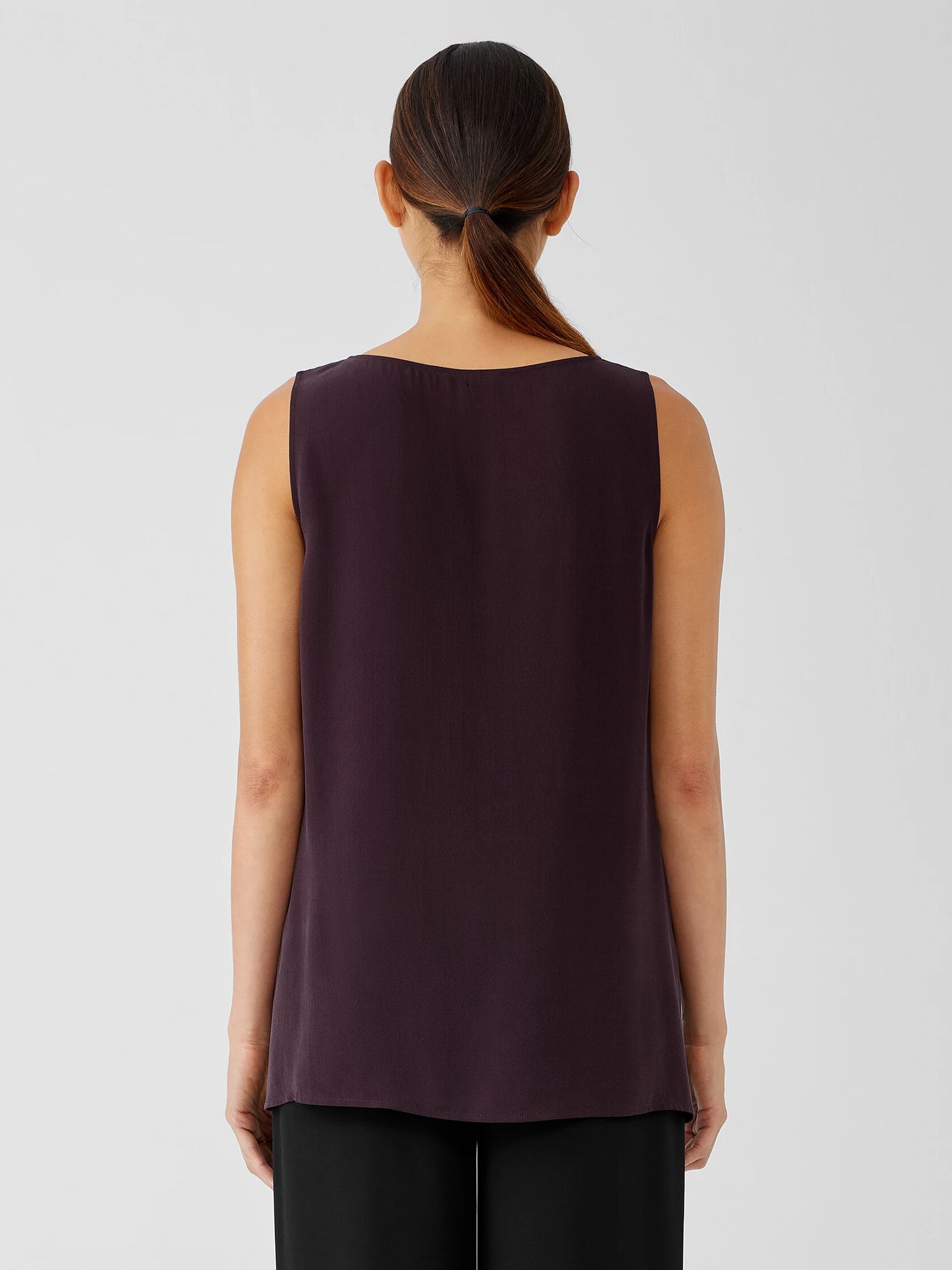 Silk Georgette Crepe Ballet Neck Tank