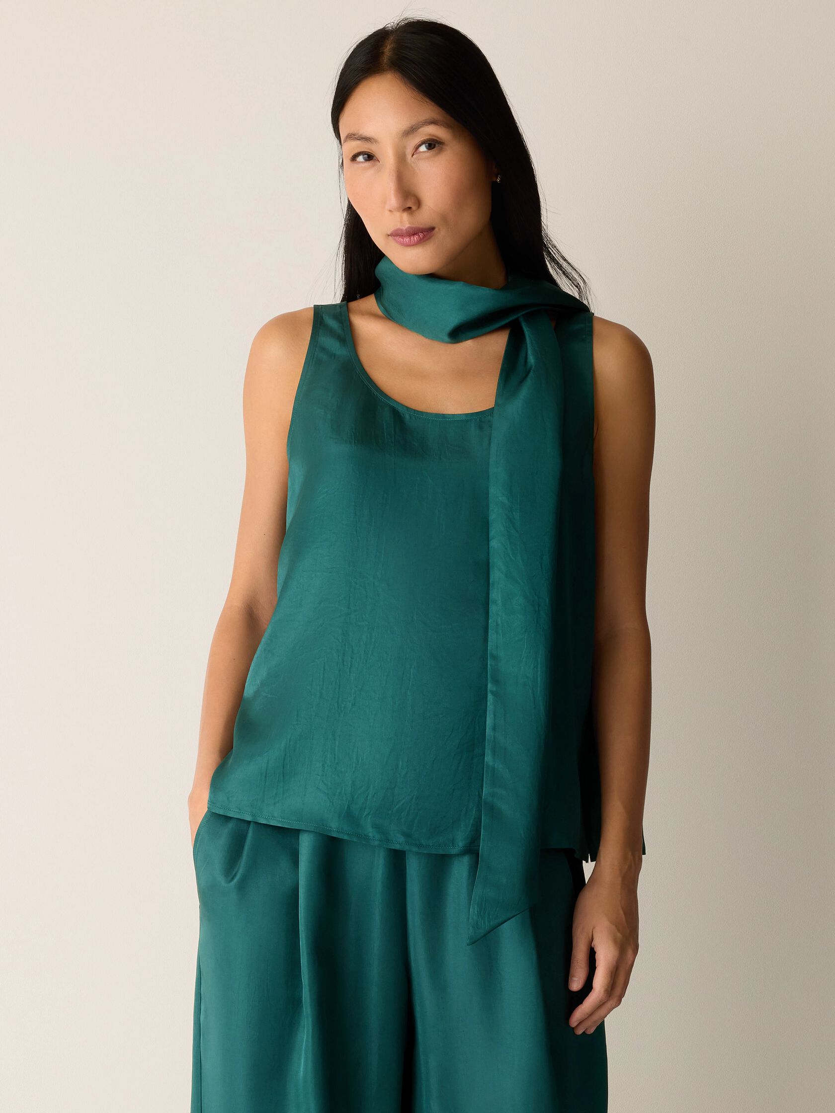 Lightweight Satin Shimmer Double Tie Scarf