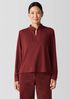 Stretch Jersey Knit Band Collar Top
