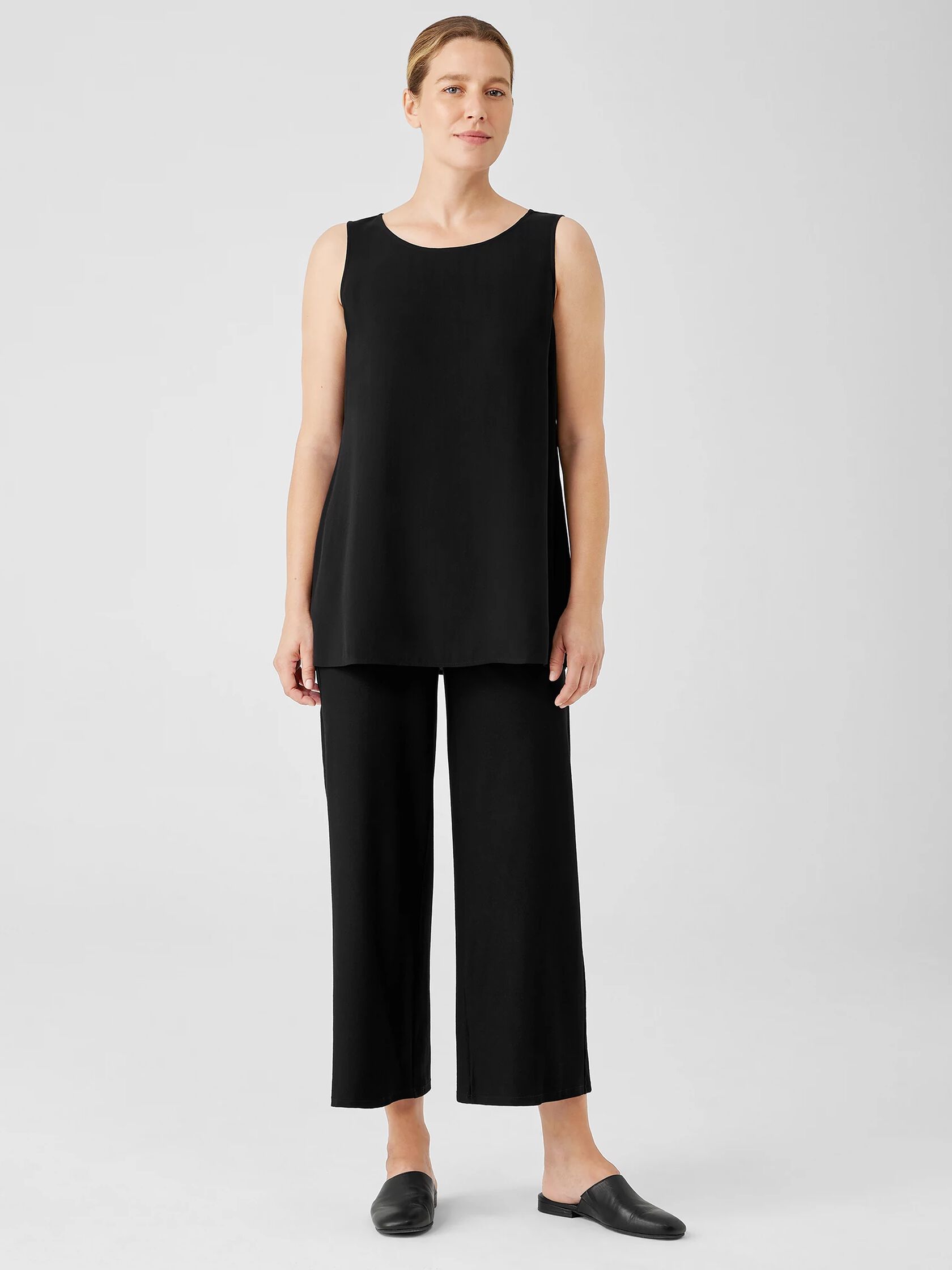 Silk Georgette Crepe Ballet Neck Tank | EILEEN FISHER