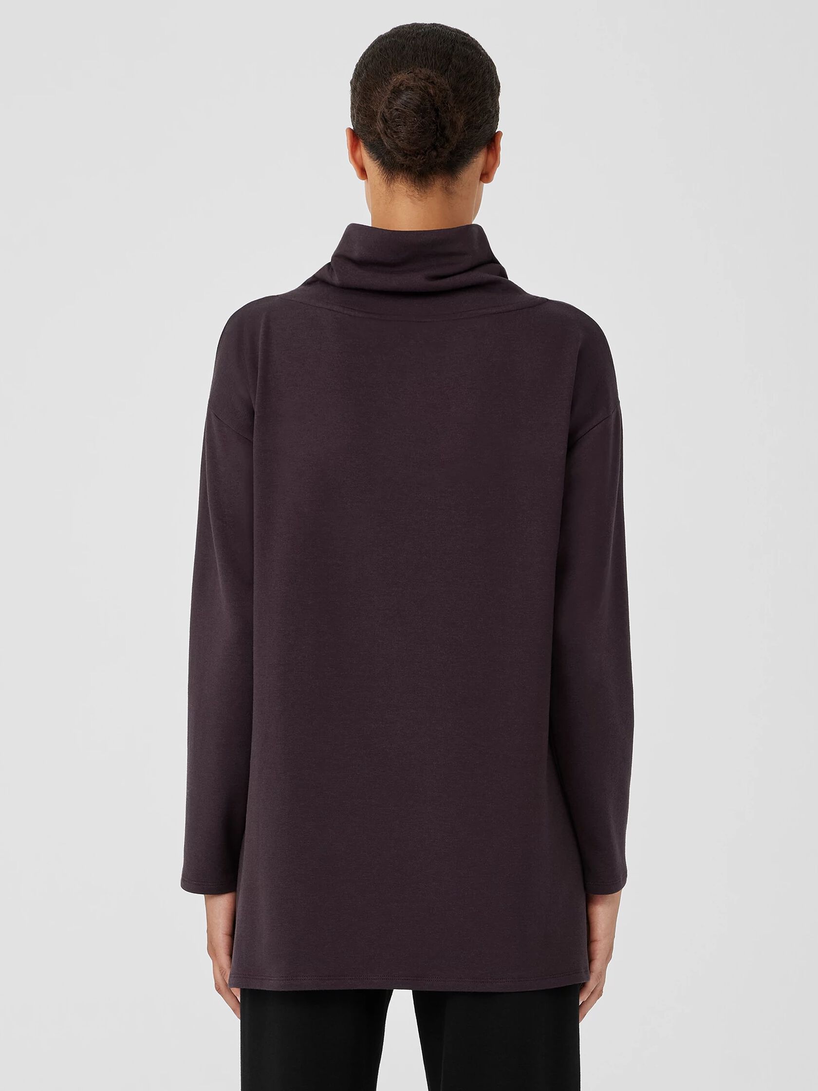 Cozy Brushed Terry Hug Funnel Neck Long Top