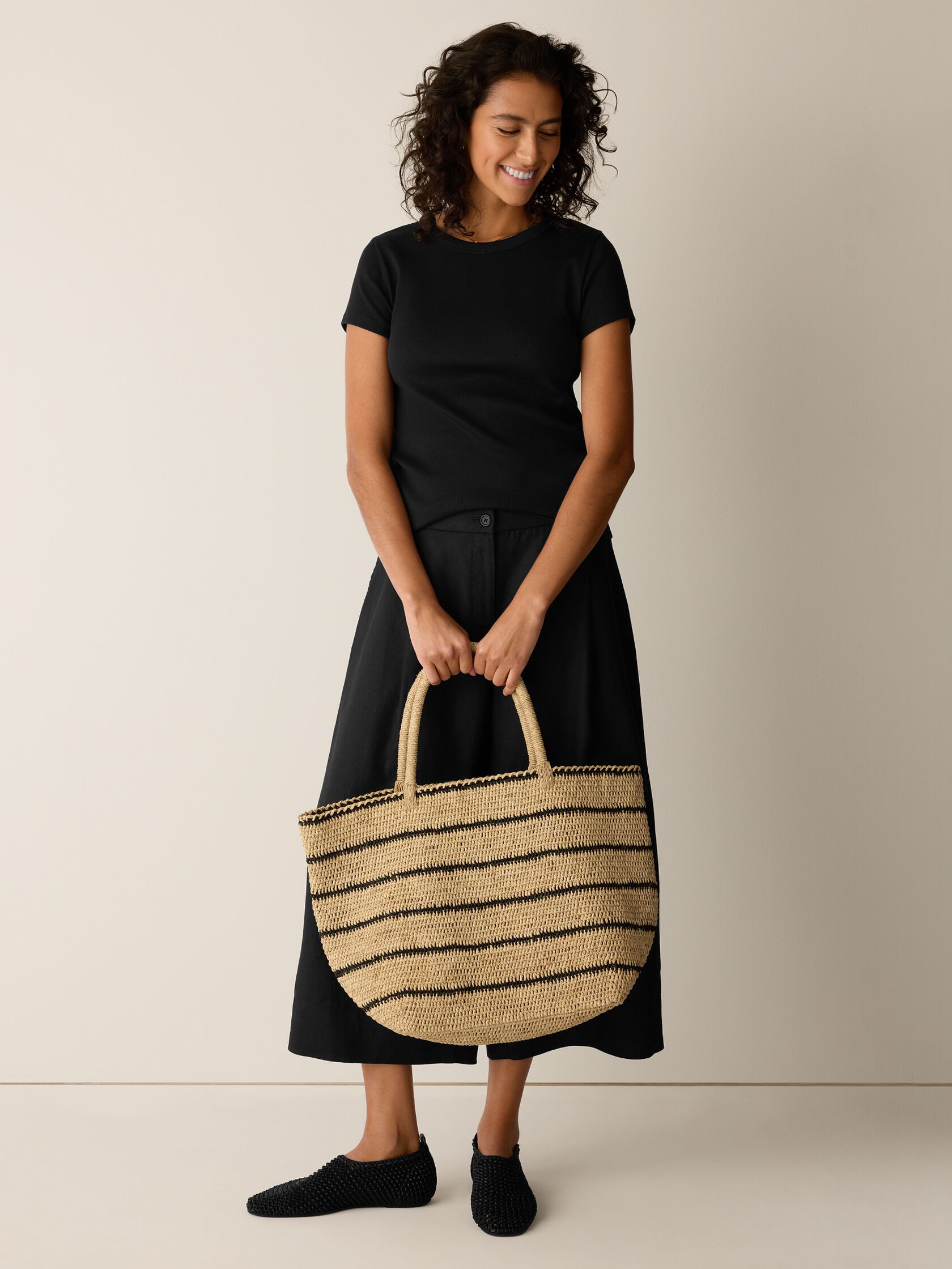 Organic Cotton Stretch Rib Crew Neck Tee