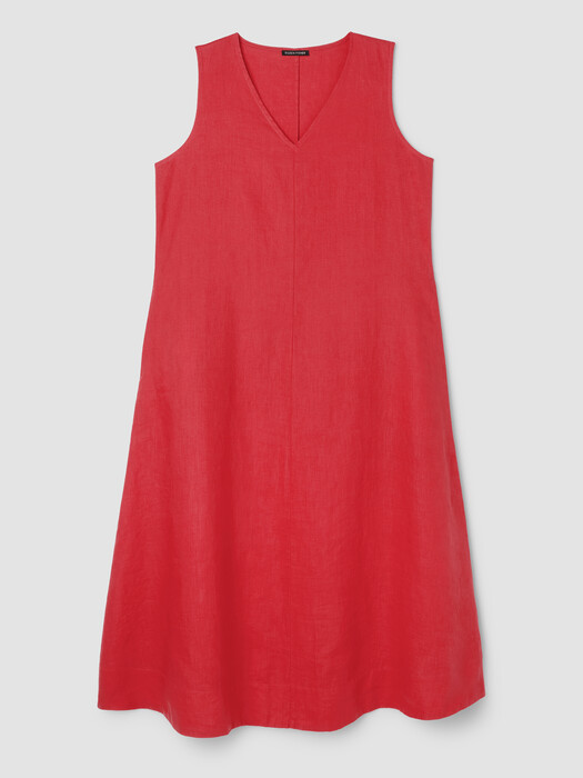 Eileen Fisher - Women's Organic Linen Easy Dress - Red - Size: Petite Large Petites Eileen Fisher - Women's Organic Linen Easy Dress - Red - Size: Petite Large Petites