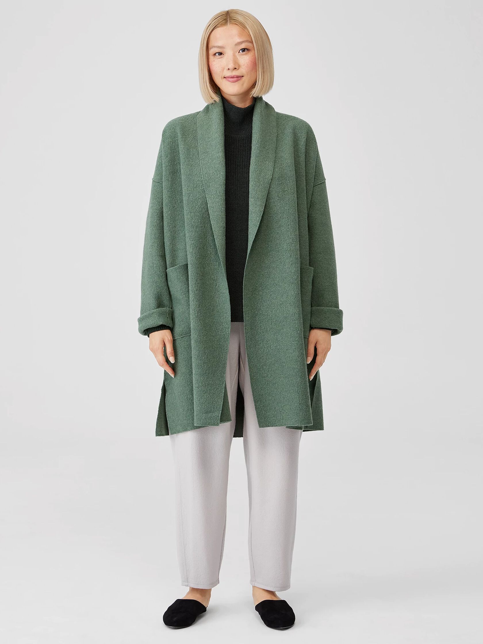 Lightweight Boiled Wool Coat in Responsible Wool