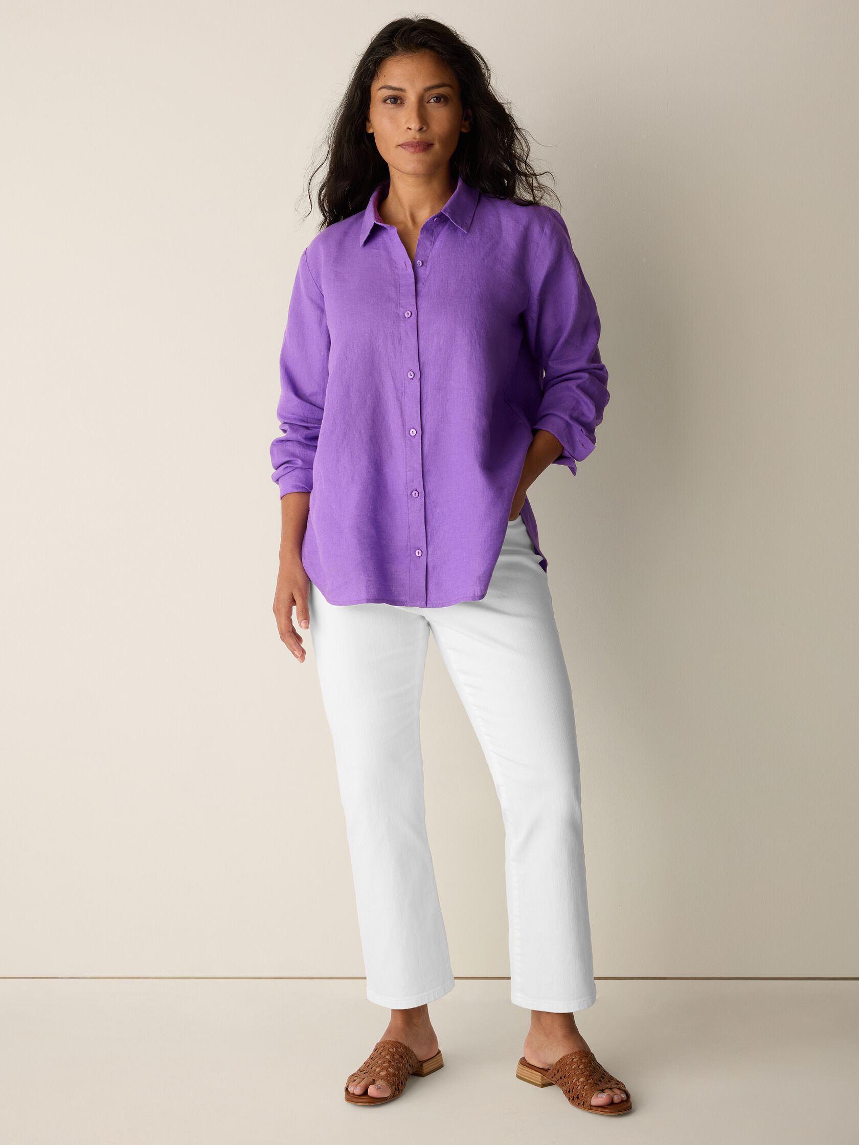 Organic Handkerchief Linen Classic Collar Shirt