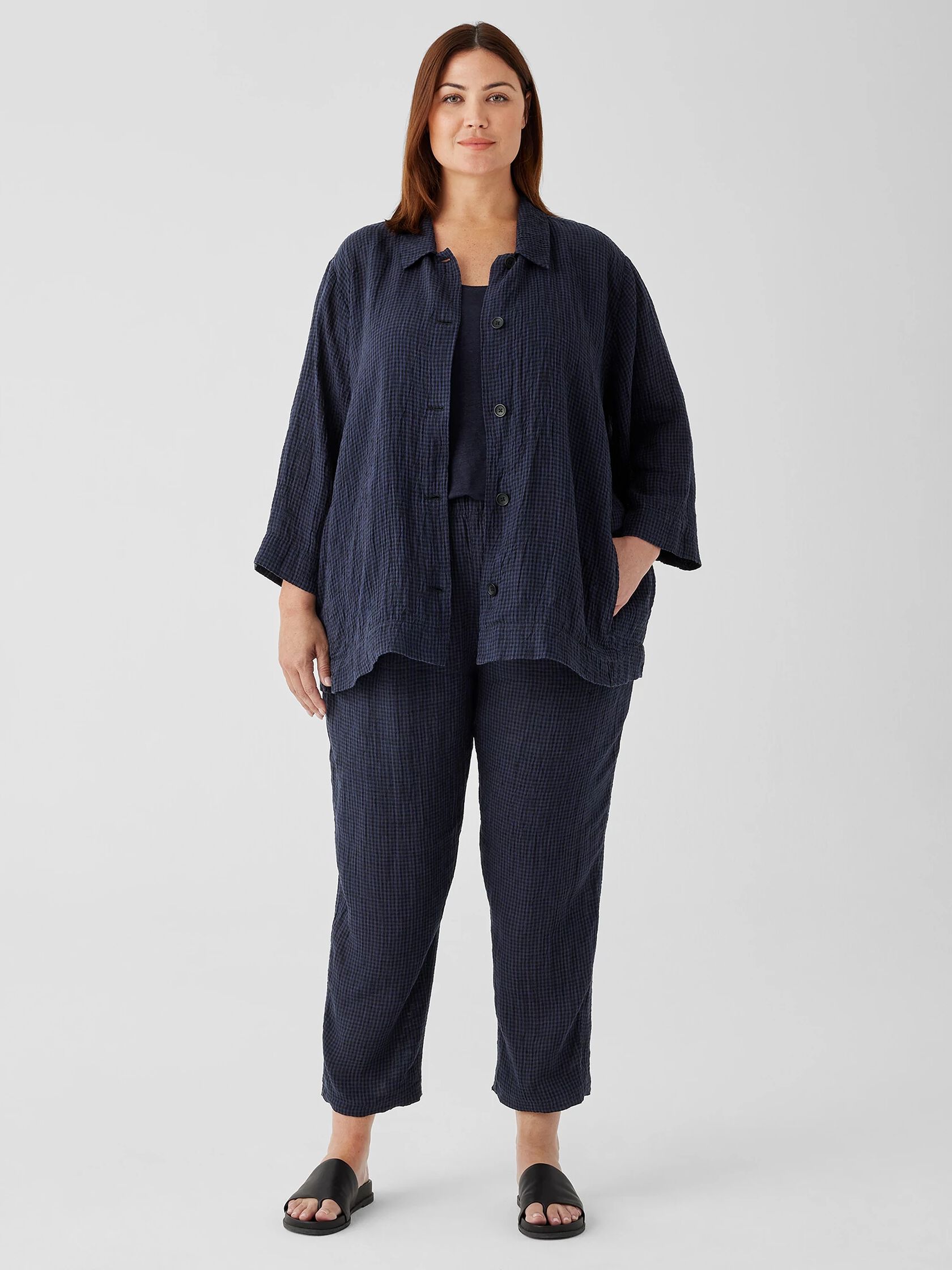 Puckered Organic Linen Shirt Jacket