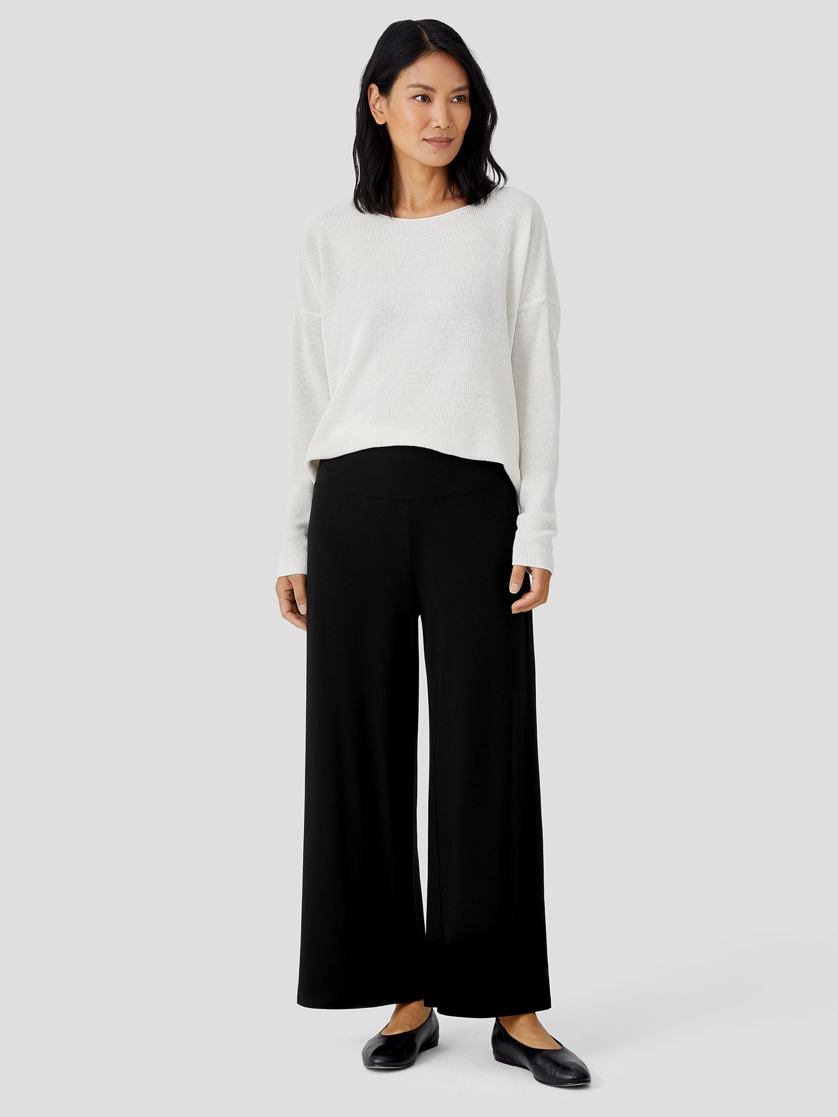 Stretch Jersey Knit Wide-Leg Pant