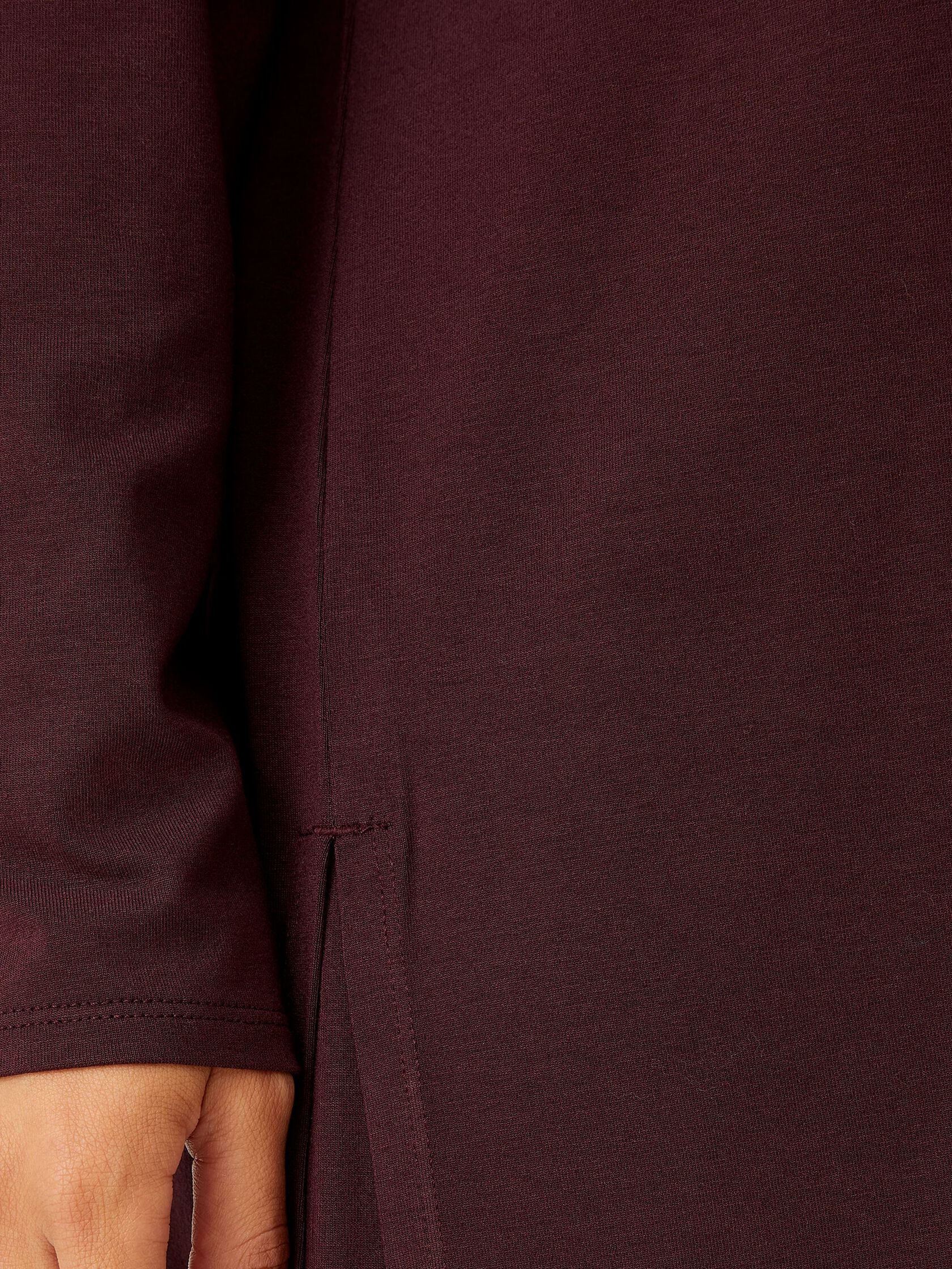 Stretch Jersey Knit Funnel Neck Long Top