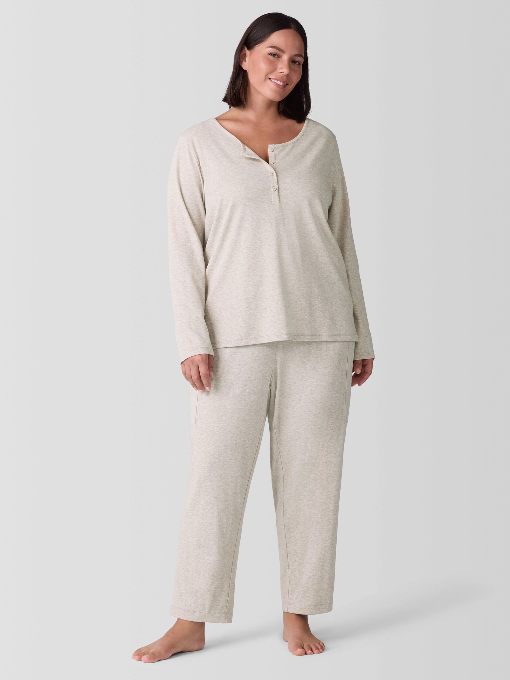 Mélange Organic Cotton Interlock Slouchy Sleep Pant