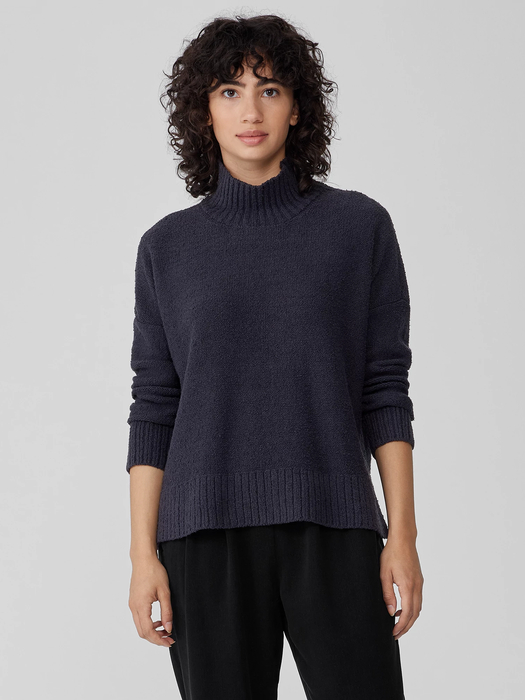 Peruvian Organic Cotton Boucle Turtleneck Box-Top