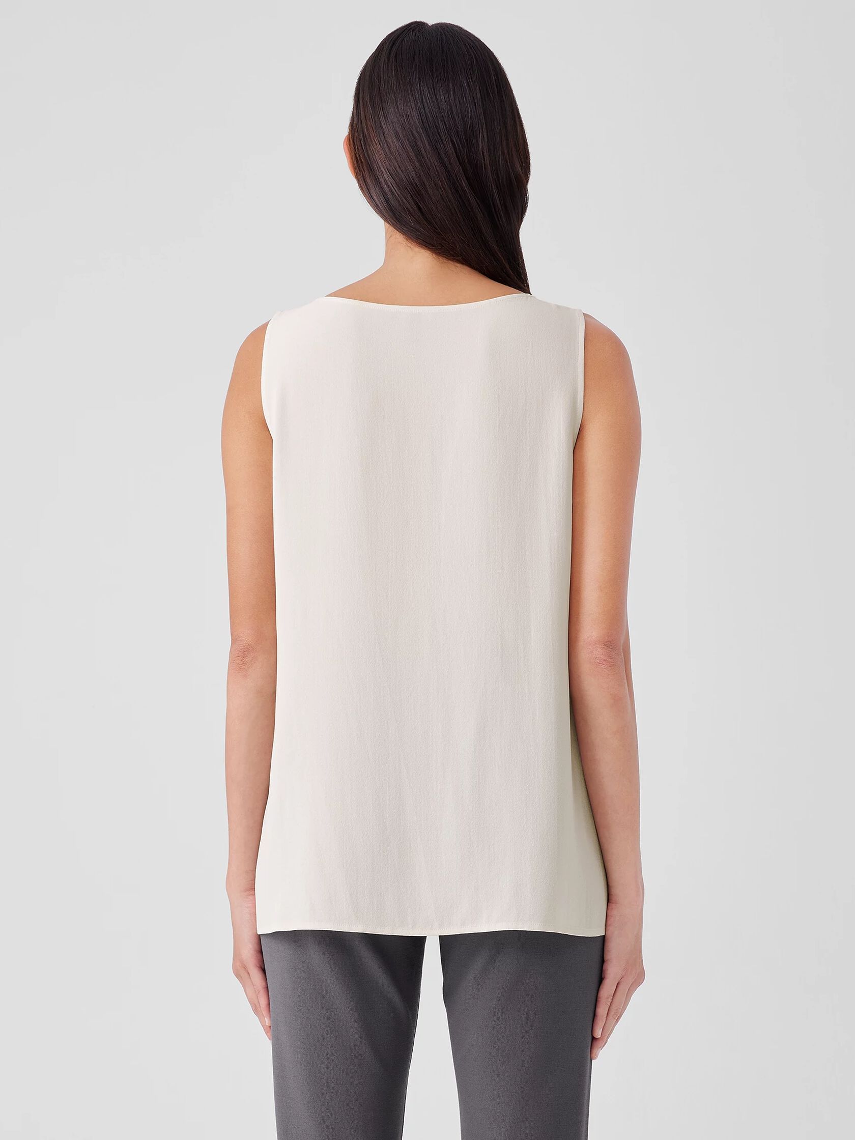 Silk Georgette Crepe Ballet Neck Tank