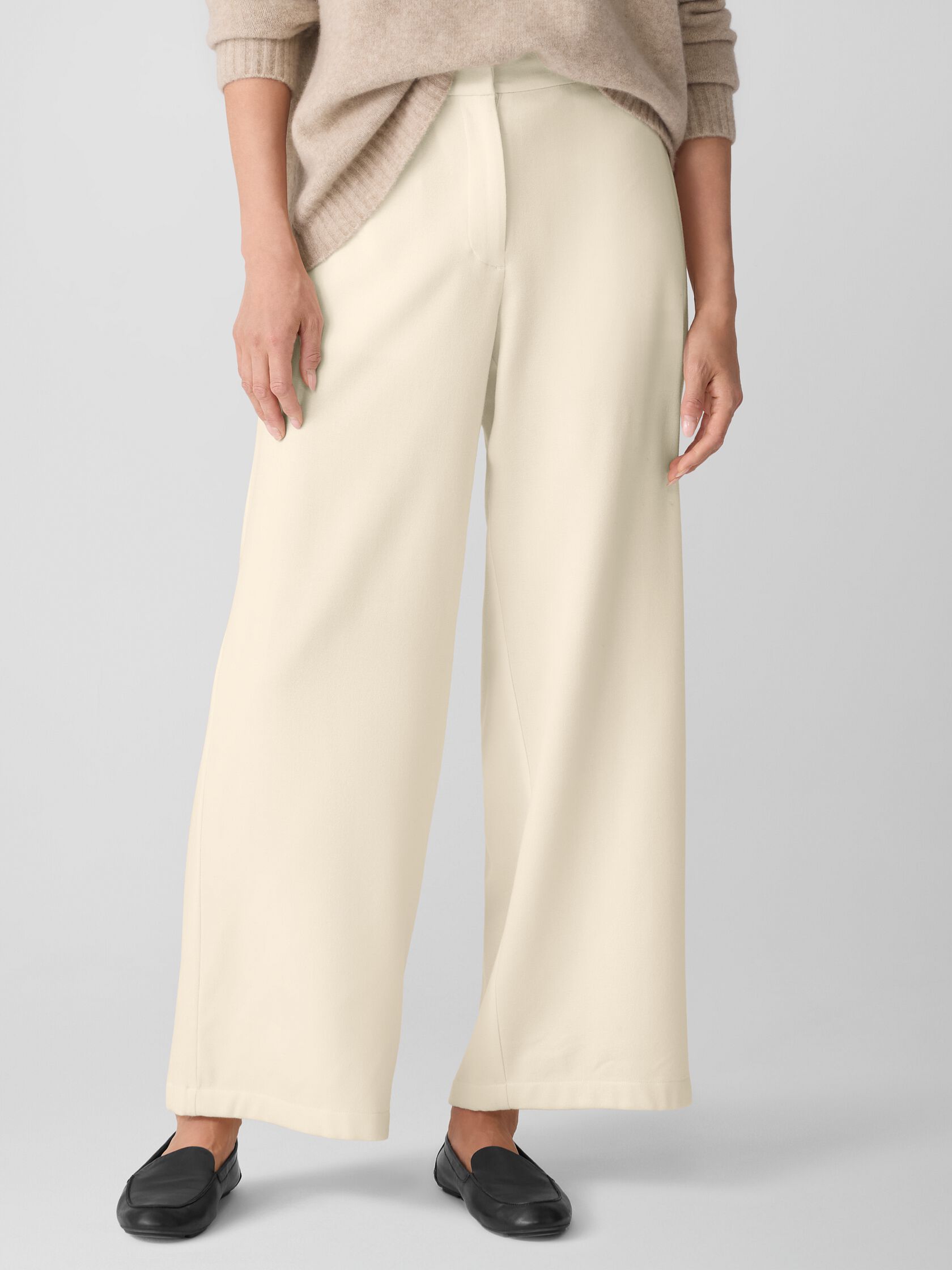 Stretch Wool Crepe Wide-Leg Trouser