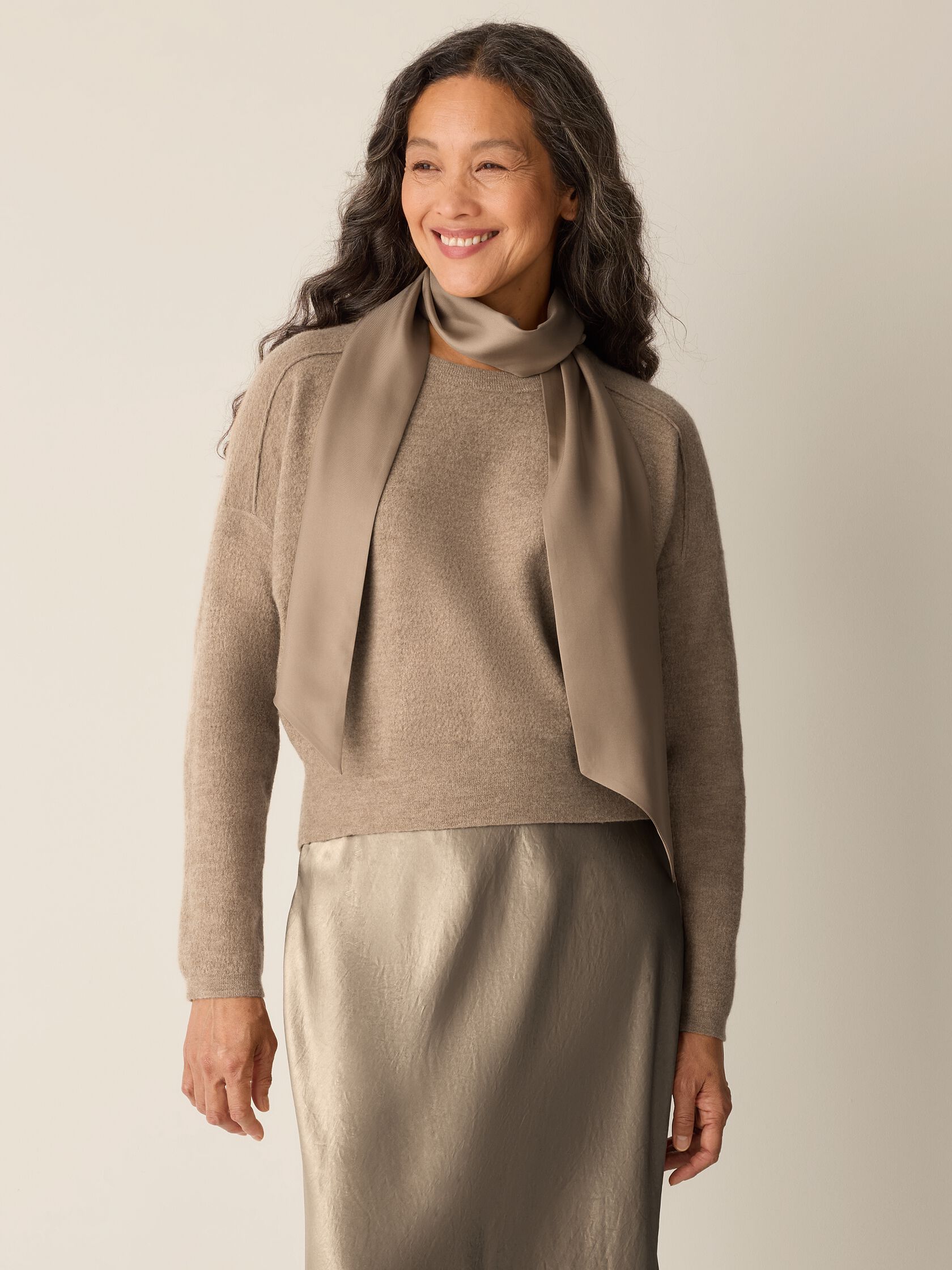 Silk Twill Double Tie Scarf