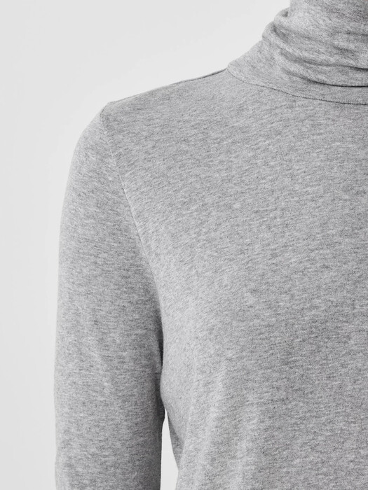 Pima Cotton Blend Turtleneck Top