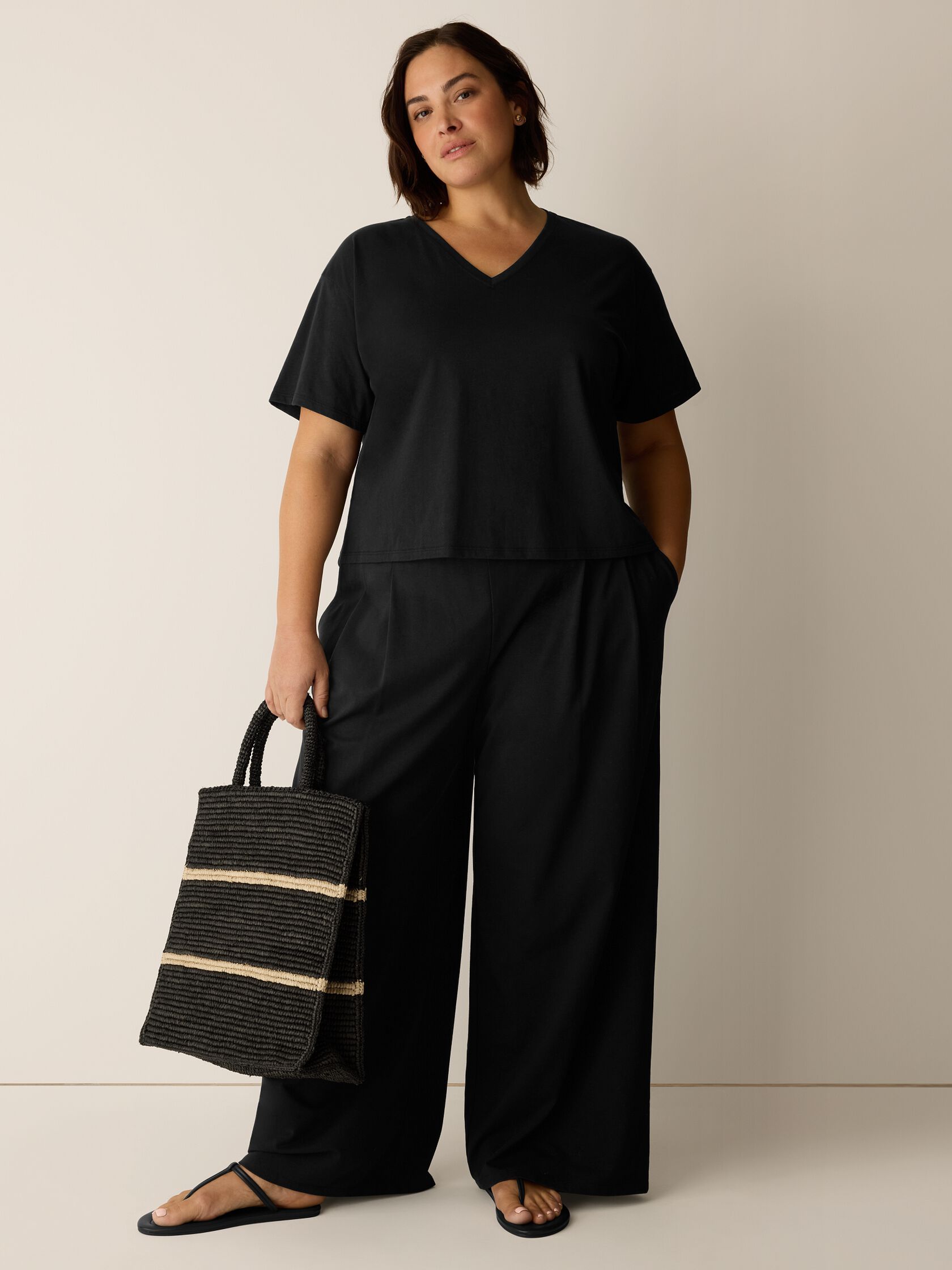 Organic Pima Cotton Jersey V-Neck Tee