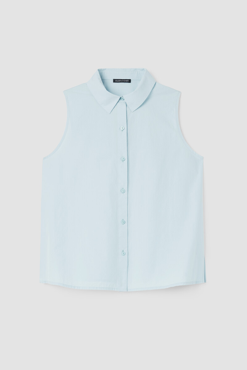 Washed Organic Cotton Poplin Sleeveless Shirt Washed Organic Cotton Poplin Sleeveless Shirt
