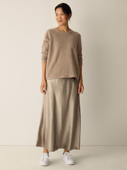 Fine Felted Wool Crew Neck Top in Regenerative Wool