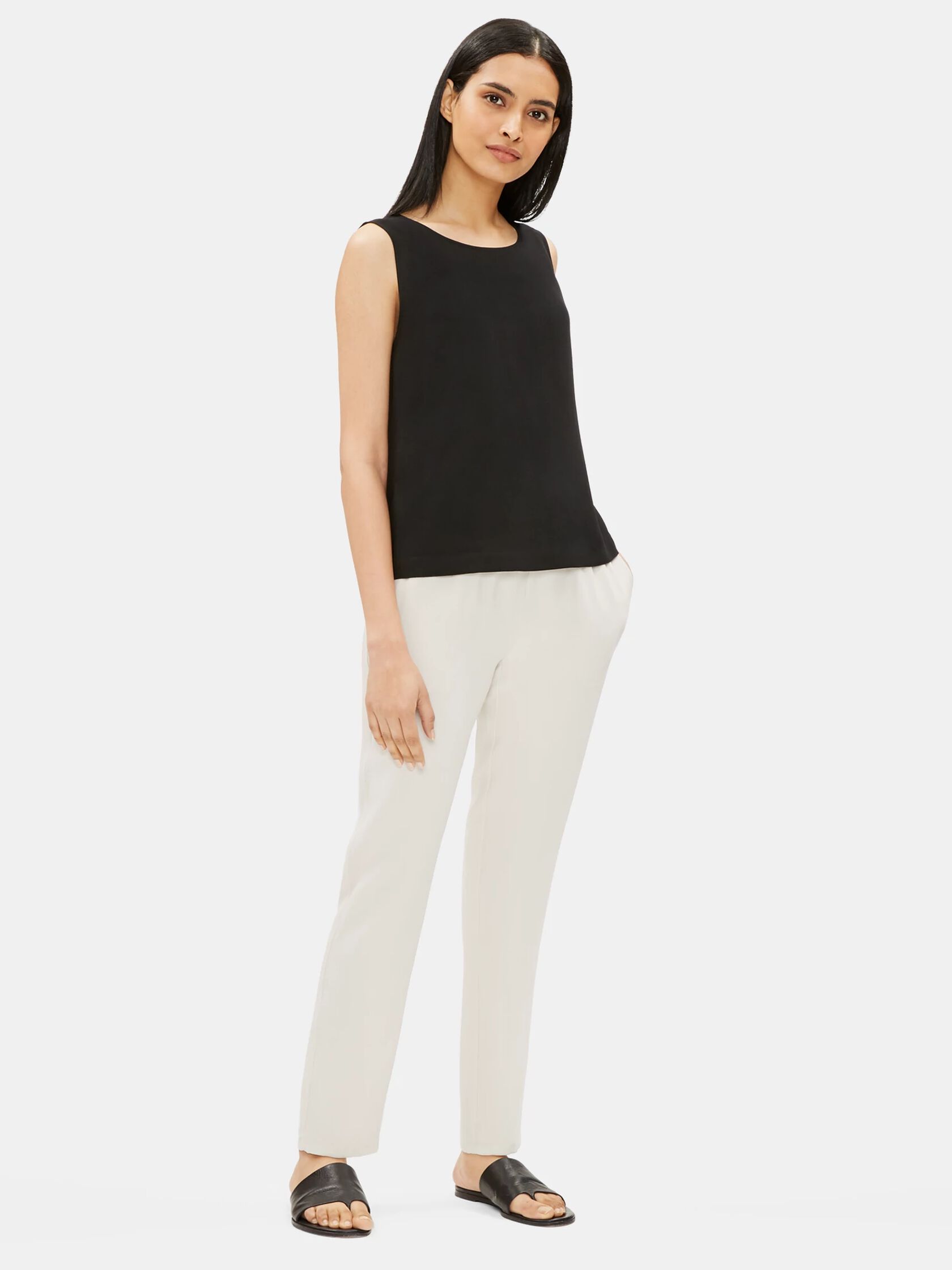 System Silk Georgette Crepe Slouchy Ankle Pant