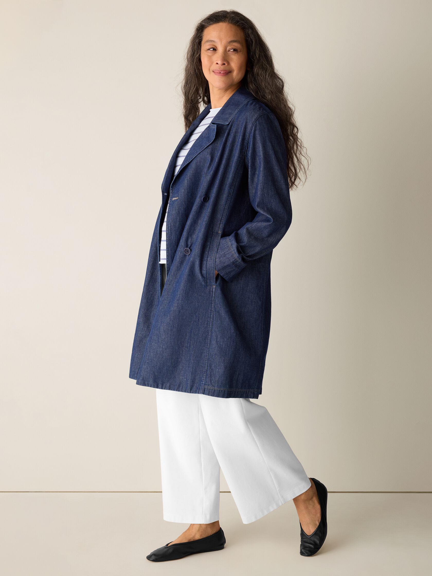 Lightweight Organic Cotton Denim Trench Coat