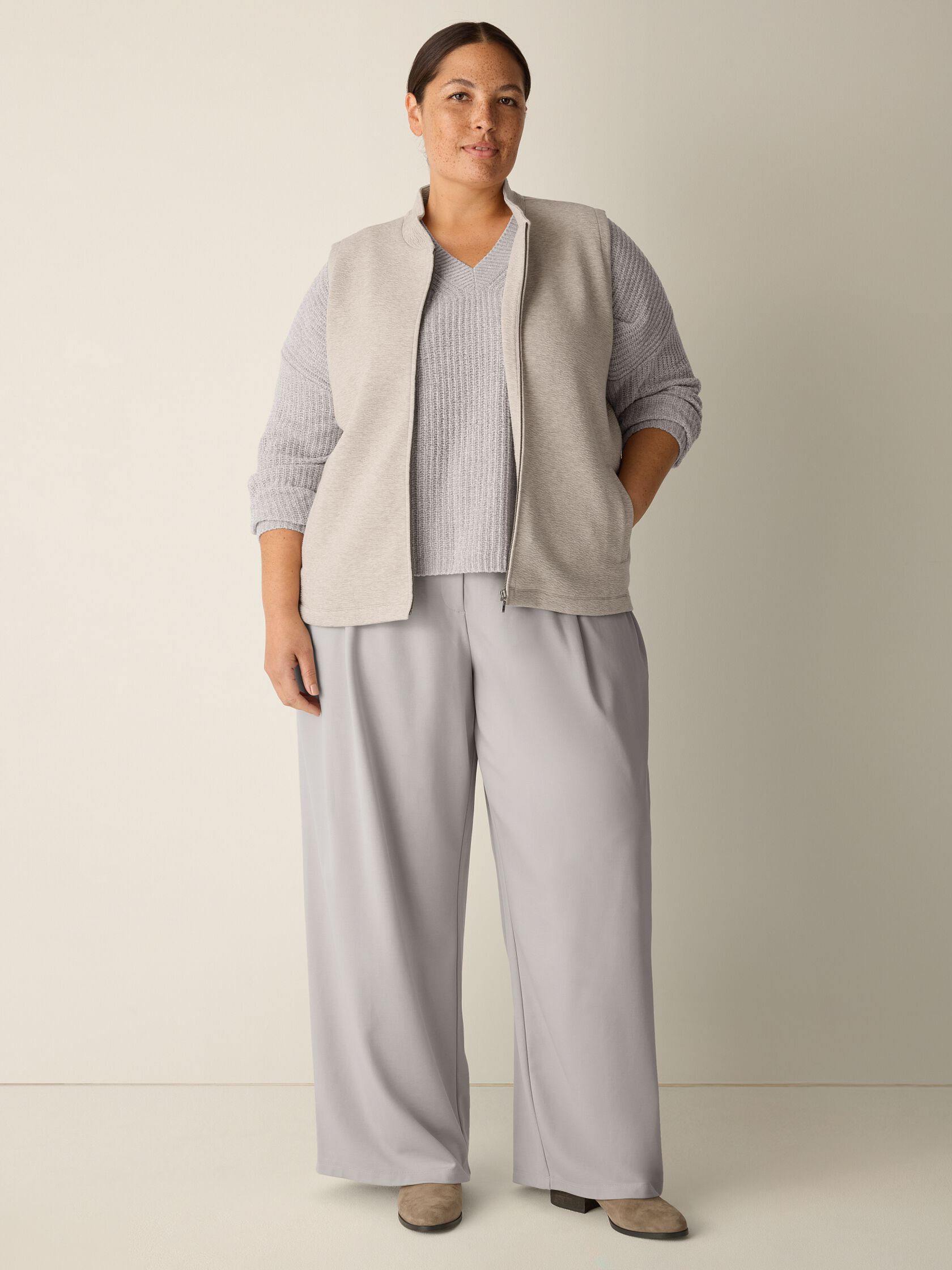 Textured Cotton Doubleknit Vest