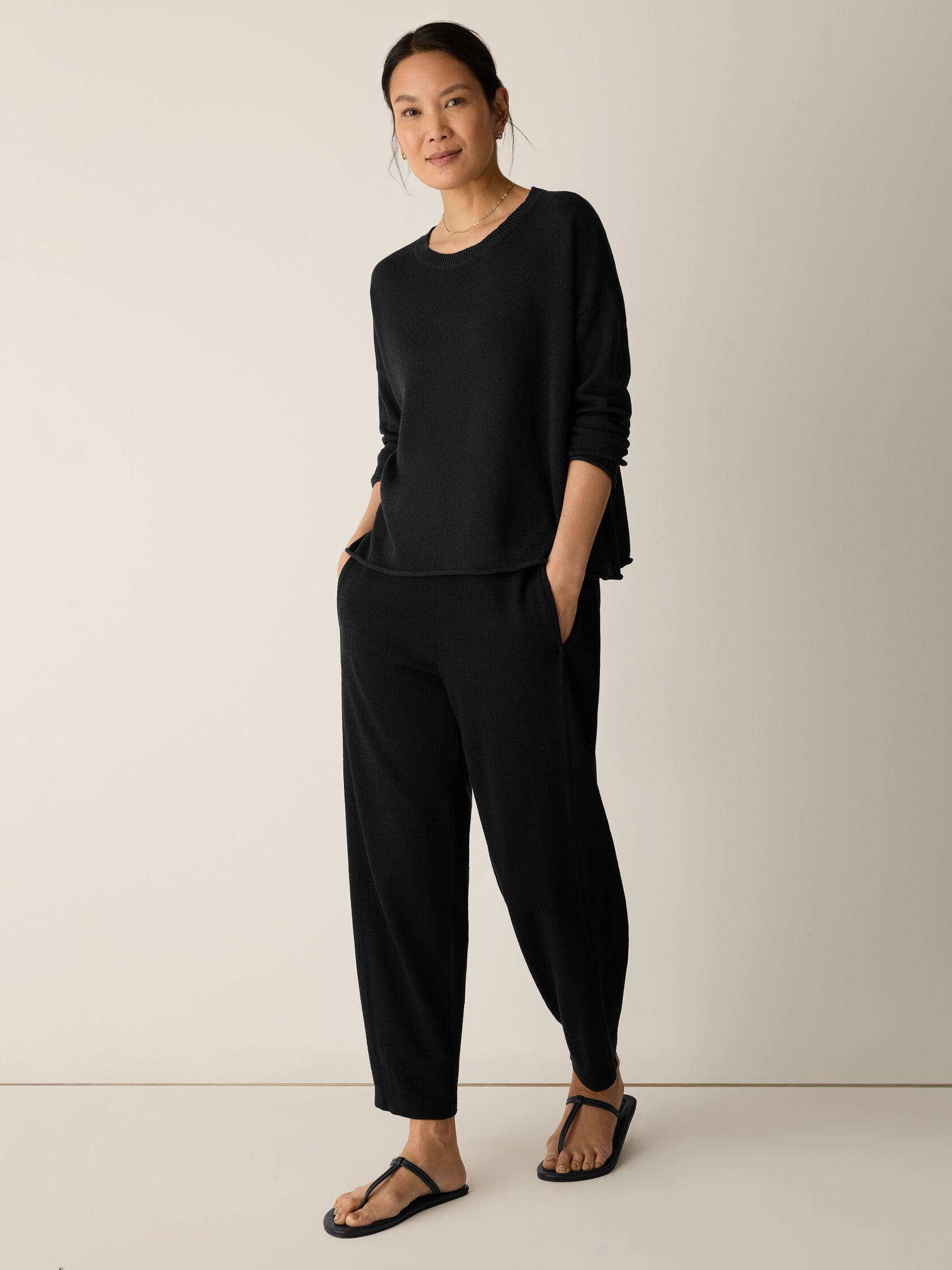 Organic Linen Cotton Crew Neck Top