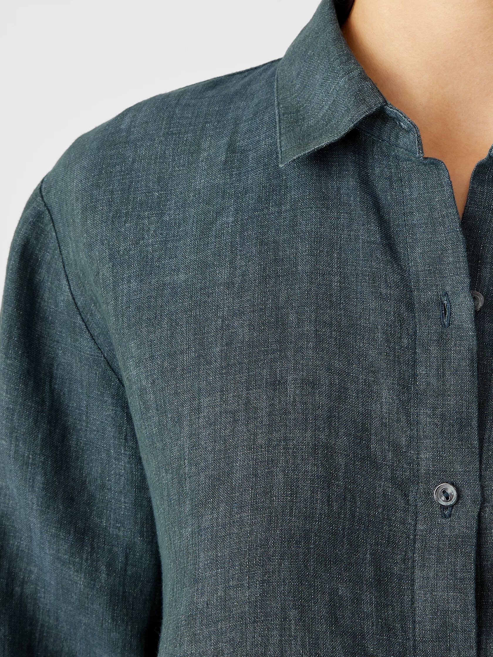 Washed Organic Linen Delave Classic Collar Shirt