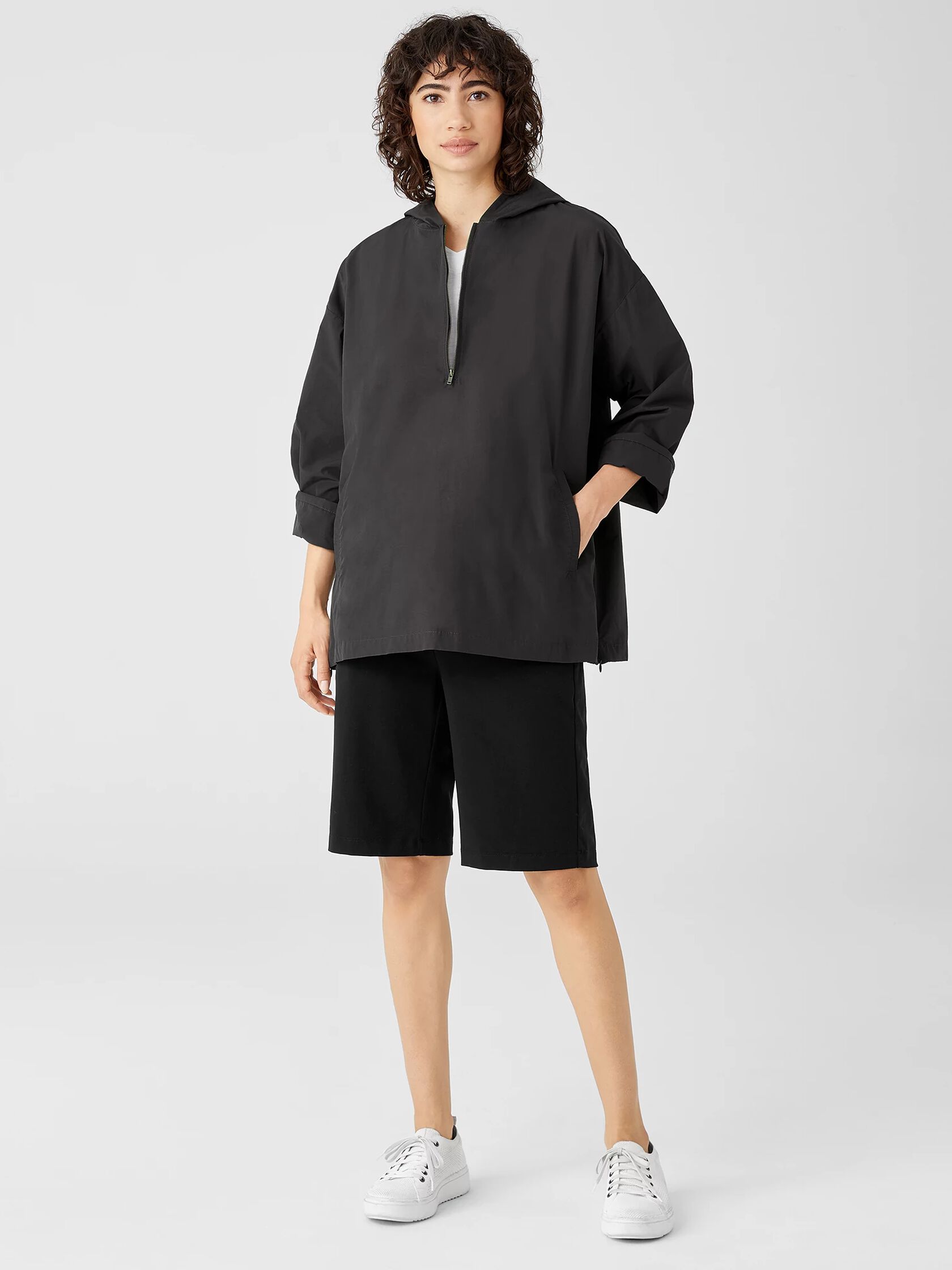 Light Organic Cotton Nylon Popover Jacket