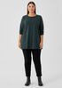 Stretch Jersey Knit Crew Neck Long Top