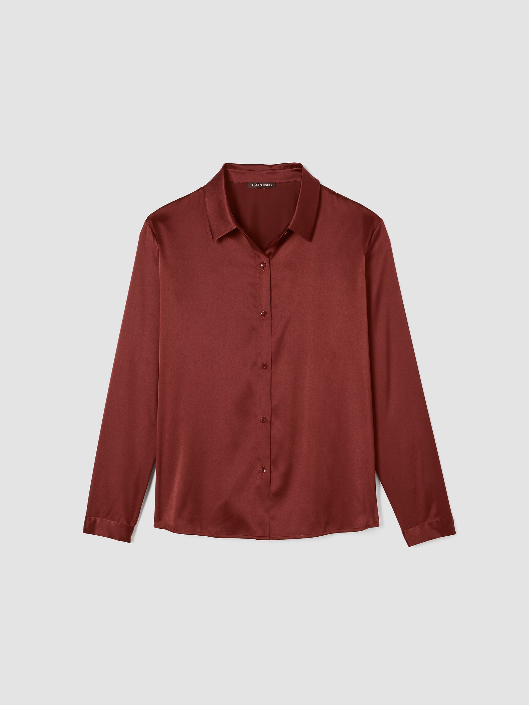 Stretch Silk Charmeuse Classic Collar Shirt