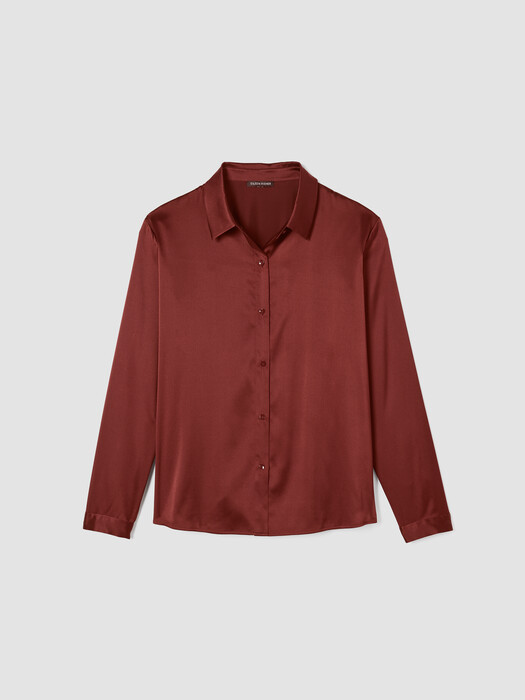 Stretch Silk Charmeuse Classic Collar Shirt