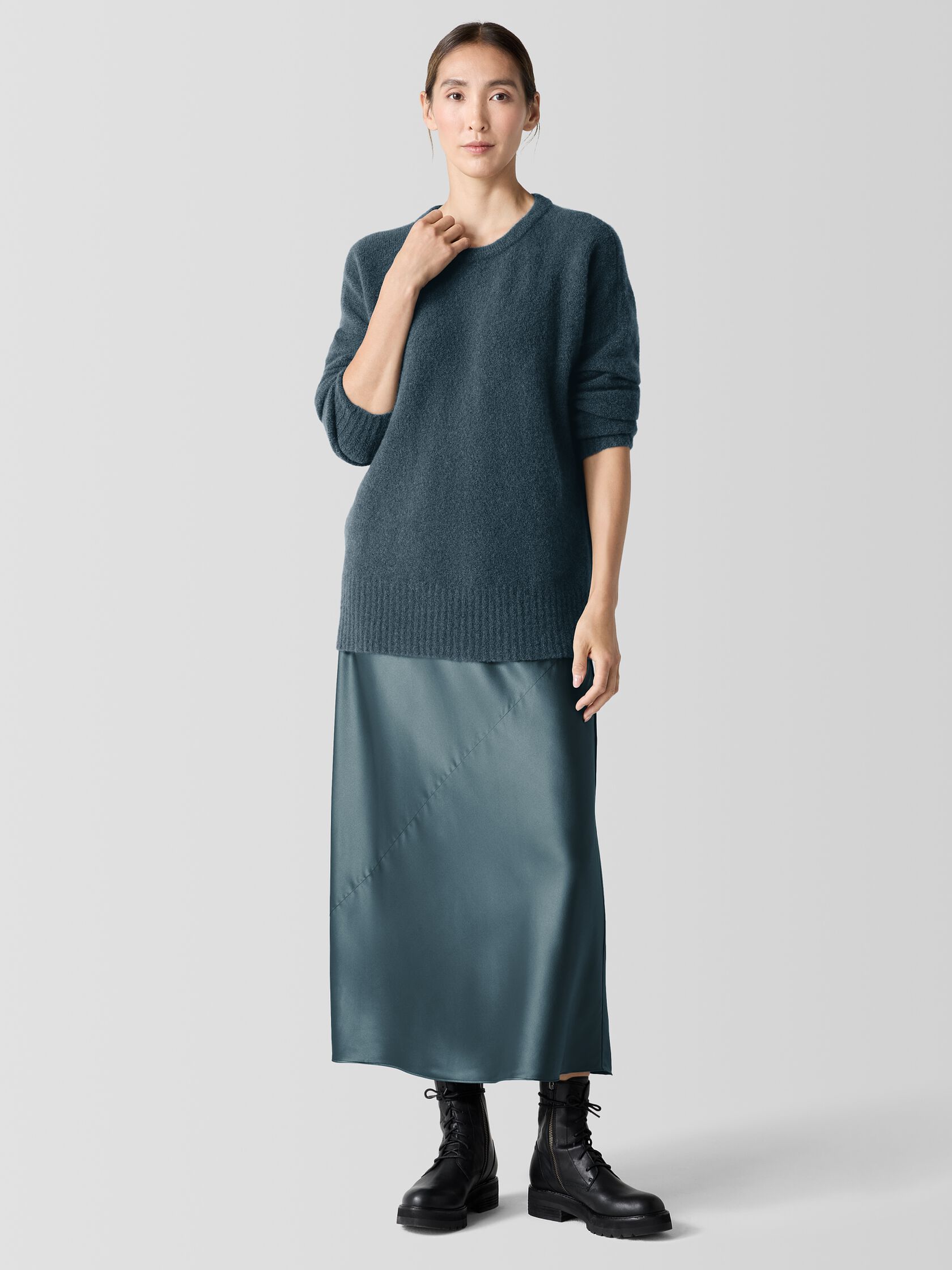 Stretch Silk Charmeuse Bias Skirt