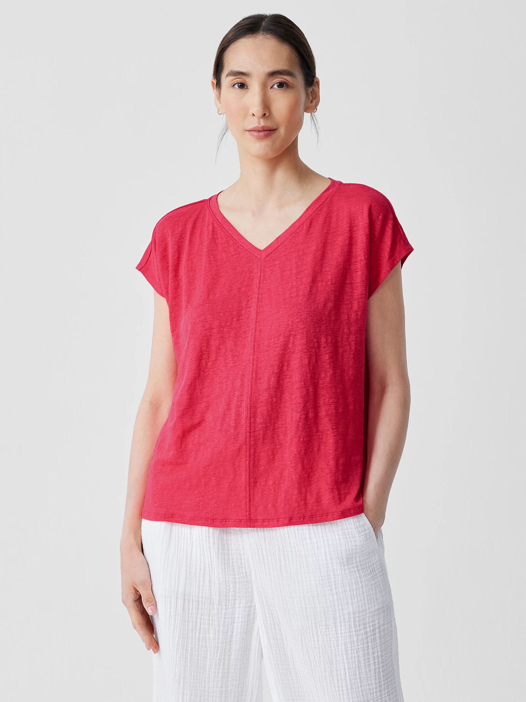 Organic Linen Jersey V-Neck Tee