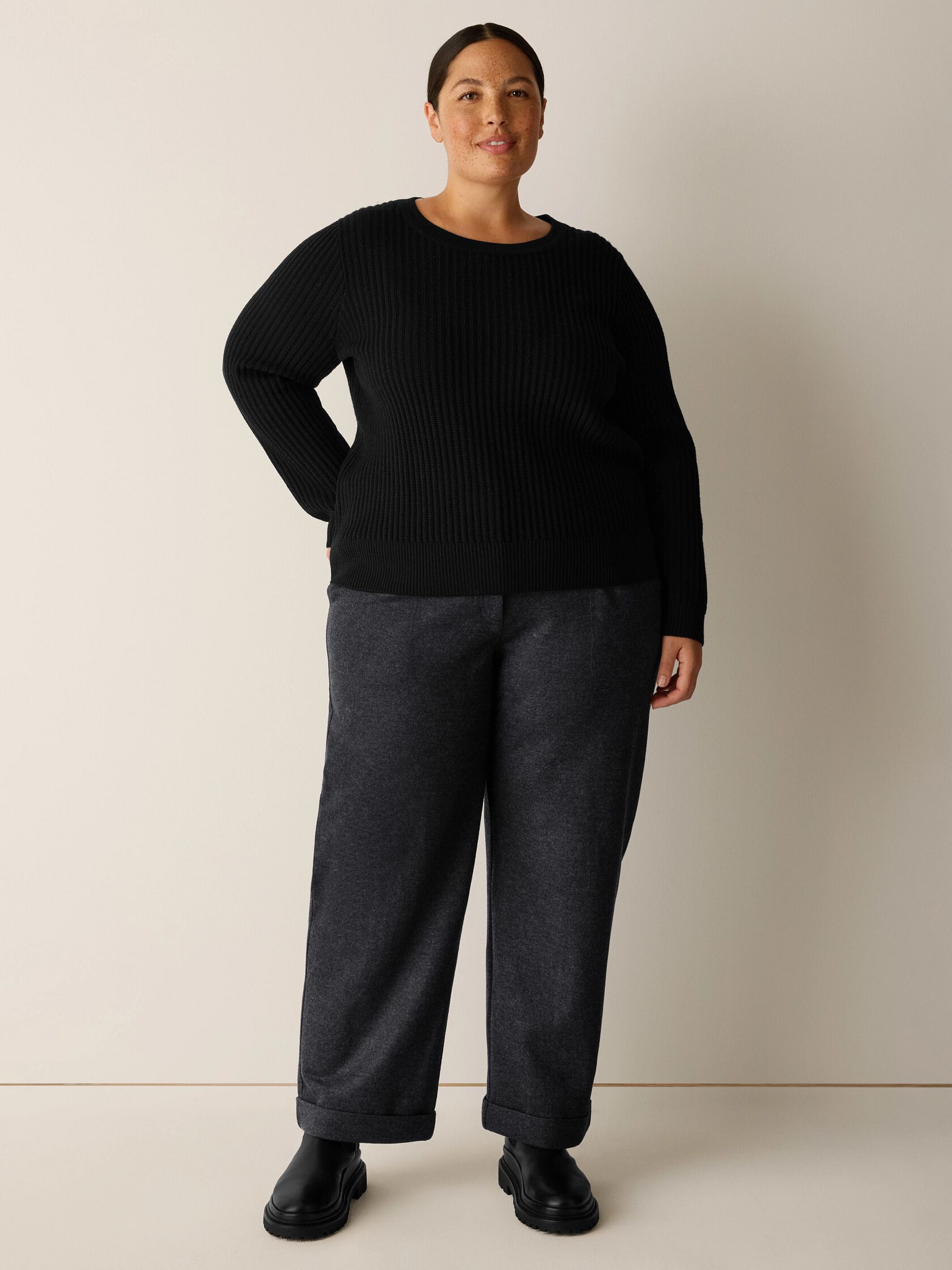 Italian Merino Crew Neck Top in Regenerative Wool