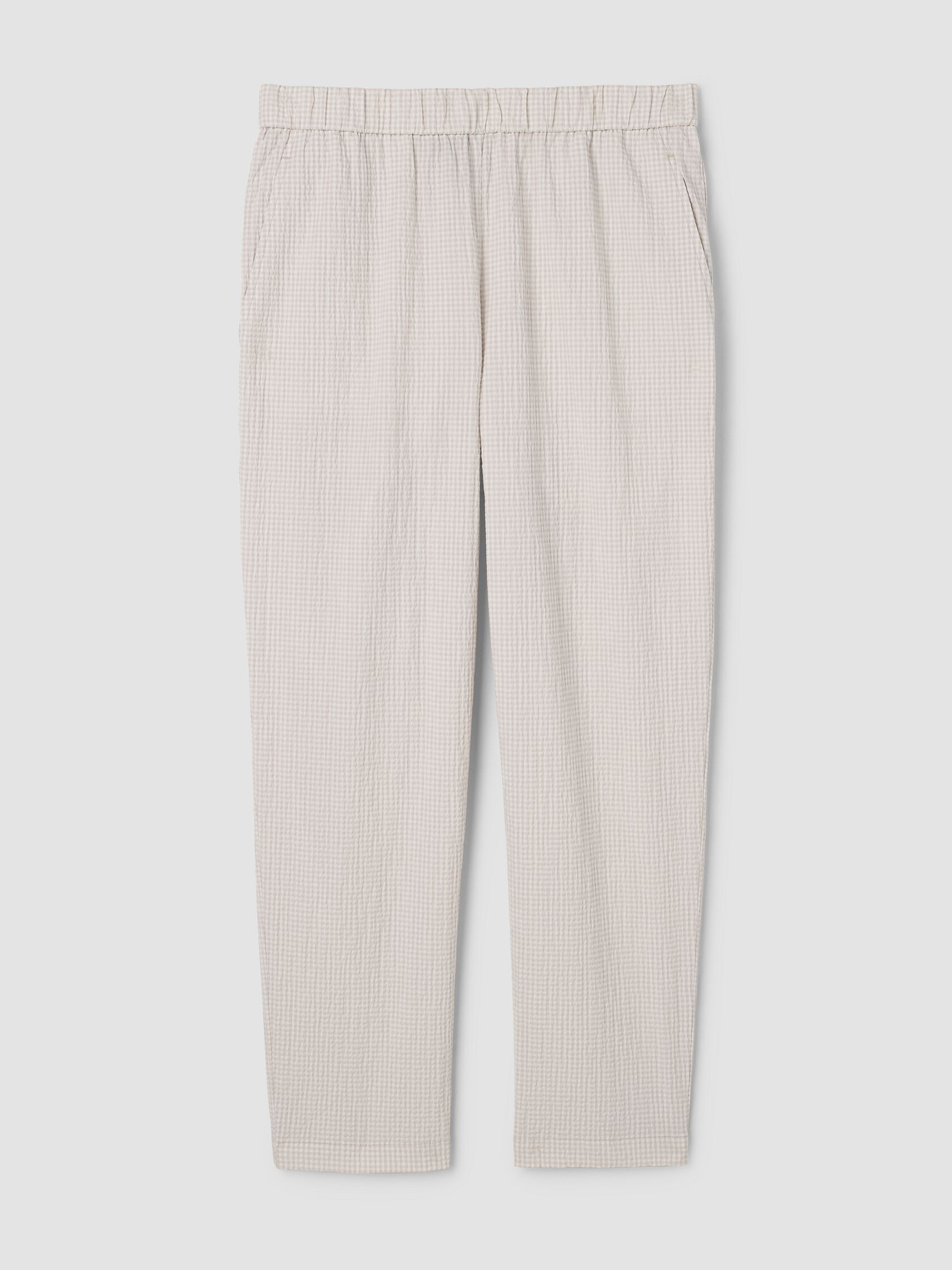 Organic Cotton Pucker Check Tapered Pant